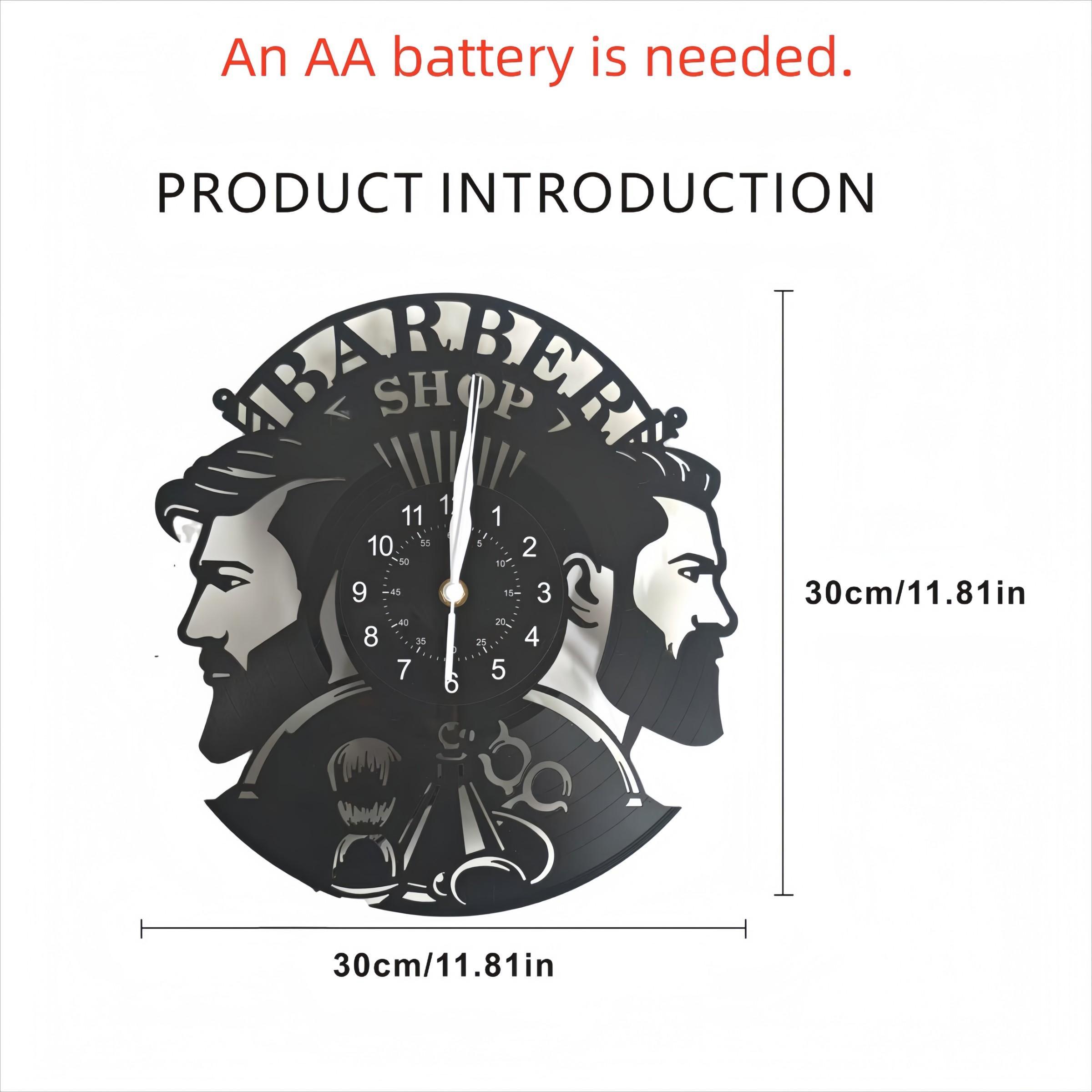 Barber Shop Theme Vinyl Record Wall Clock, Creative Decor for Salons, Clubs, Bedrooms, Unique Gift for Barbers and Hairdressers