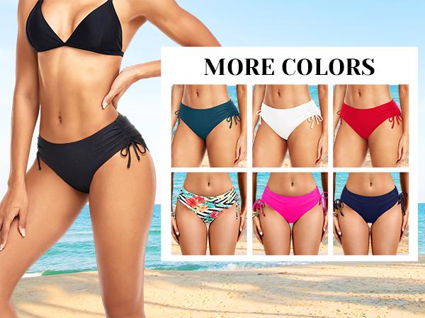 Daci Women Mid Waist Bikini Bottoms - Full Coverage Swim Bathing Suit Bottom Side Tied Swimsuit Bottoms