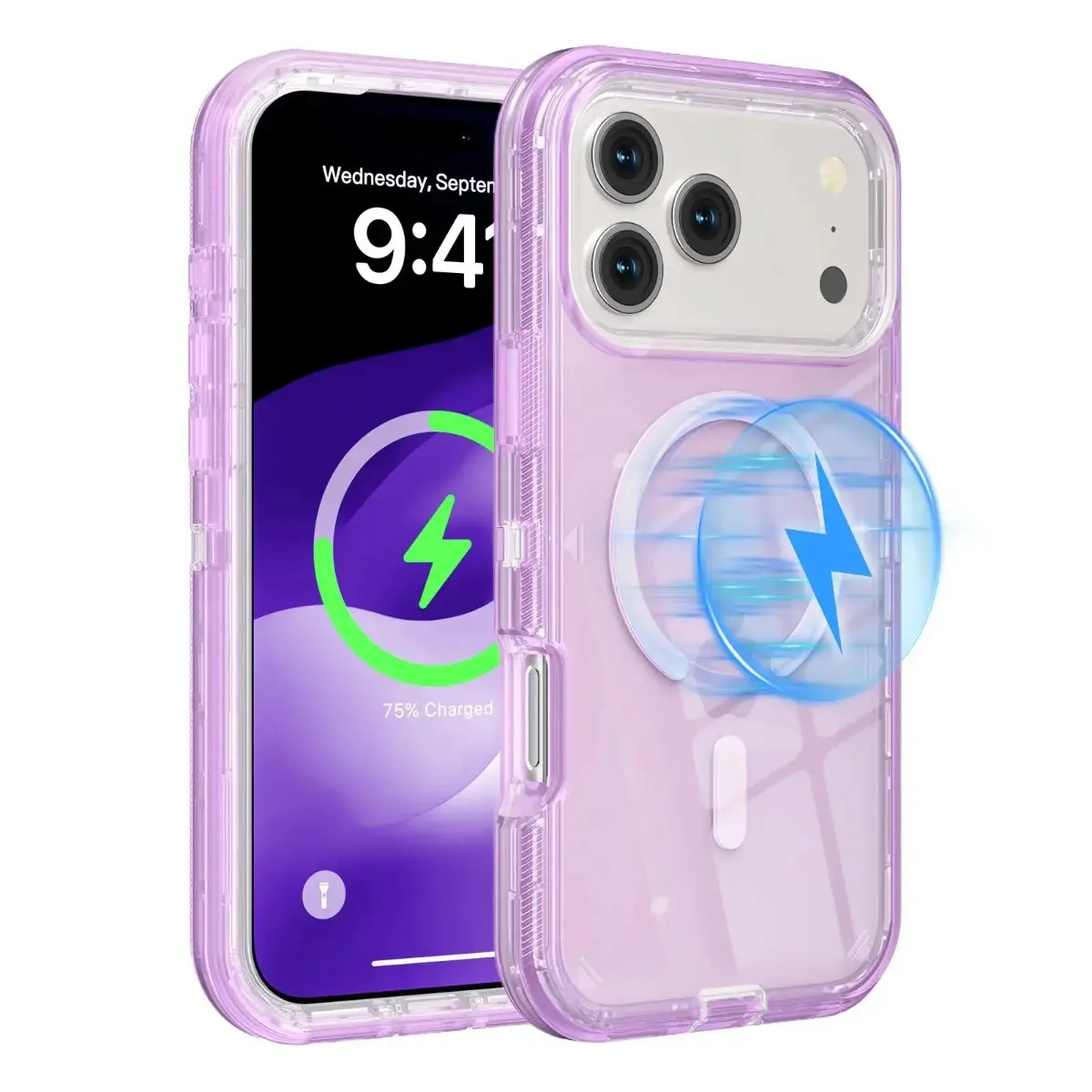 Chic Aesthetic Magnetic Clear Phone Case for iPhone 17 16 15 14 13 Series - 3-in-1 Dual Layer Heavy Duty Motif with Advanced Shockproof Protection and Secure Alignment, Premium Everyday Cover, Perfect for Daily Work, Outdoor Travel & Lifestyle Styling