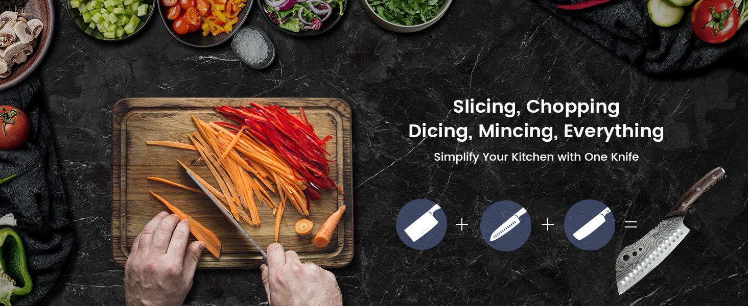 【TikTokShopSpringGlowUp】 SYOKAMI3-in-1 Kitchen Knife with Herb Stripper, 7" Asian Knife Combined with Chef Knife, Santoku, Nakiri, Ideal for All-Around Food Preparation—Slicing, Chopping, Dicing, Mincing, Christmas, Mother's Day Gifts 【TikTokShopSpringGlowUp】 SYOKAMI3-in-1 Kitchen Knife with Herb Stripper, 7" Asian Knife Combined with Chef Knife, Santoku, Nakiri, Ideal for All-Around Food Preparation—Slicing, Chopping, Dicing, Mincing, Christmas, Mother's Day Gifts