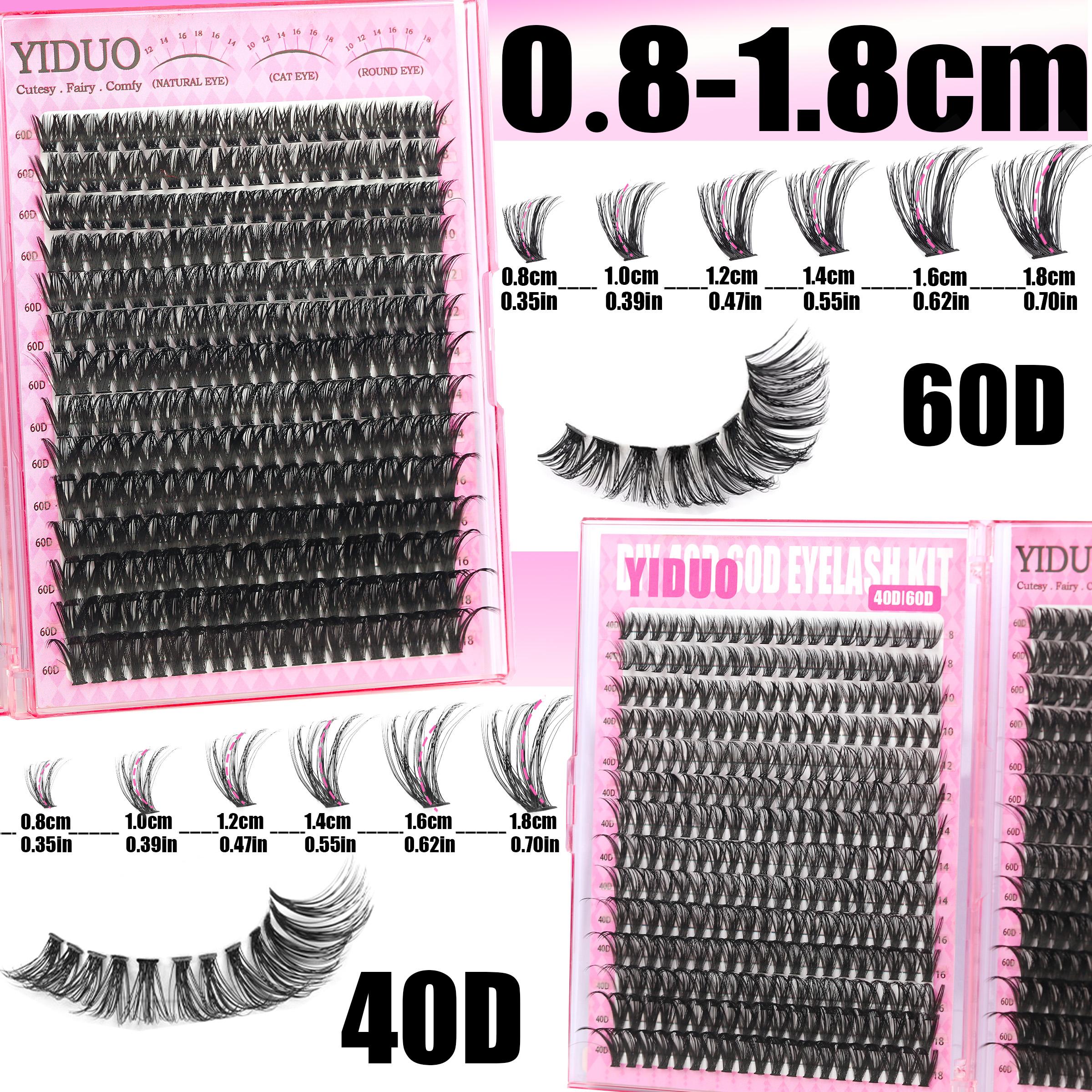 2102pcs/set Mixed Styles Lash Clusters Kit, 13 Styles Fairy A/B, Volume 40D/50D/60D/100D/150D and Bottom Eyelash Clusters Extensions with Bond and Seal, Makeup Tools for Beginners and Proficient, DIY at Home with Eyelash Extension Tweezers