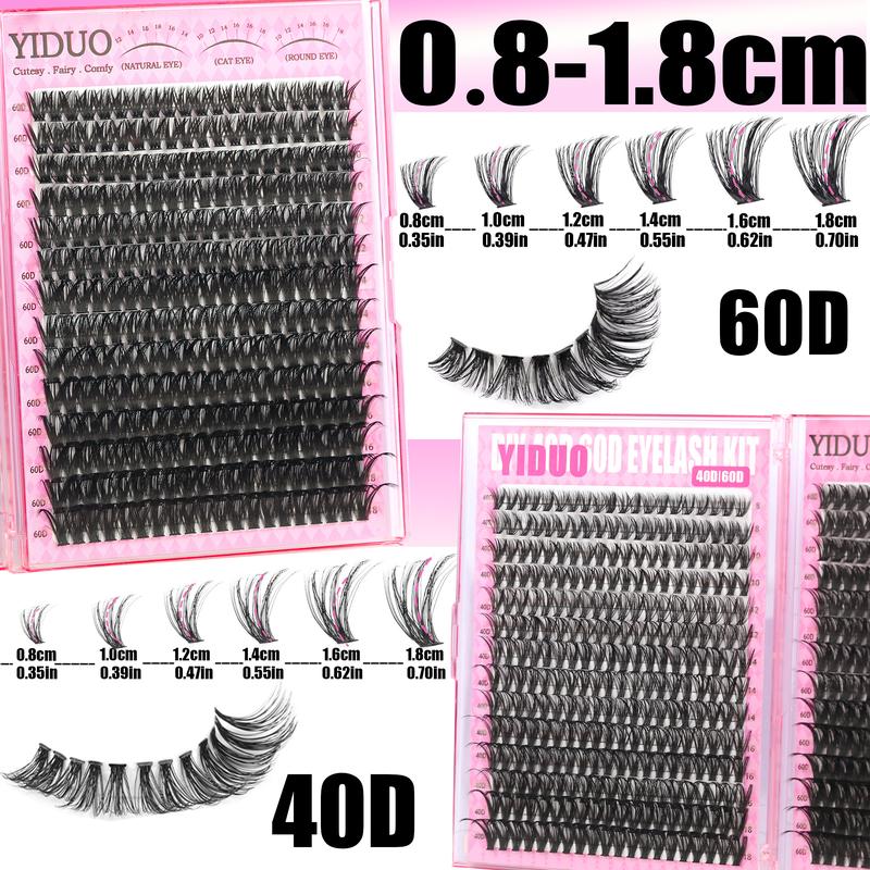 2102pcs/set Mixed Styles Lash Clusters Kit, 13 Styles Fairy A/B, Volume 40D/50D/60D/100D/150D and Bottom Eyelash Clusters Extensions with Bond and Seal, Makeup Tools for Beginners and Proficient, DIY at Home with Eyelash Extension Tweezers