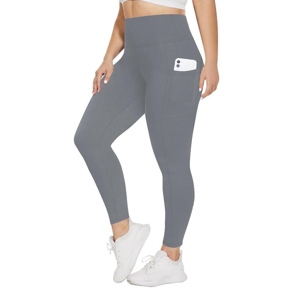 Plus Size High Waist Women's Yoga Pants, 4 Pack Comfortable Sport Slim High Stretch Black Navy Burgundy Grey Yoga Pants