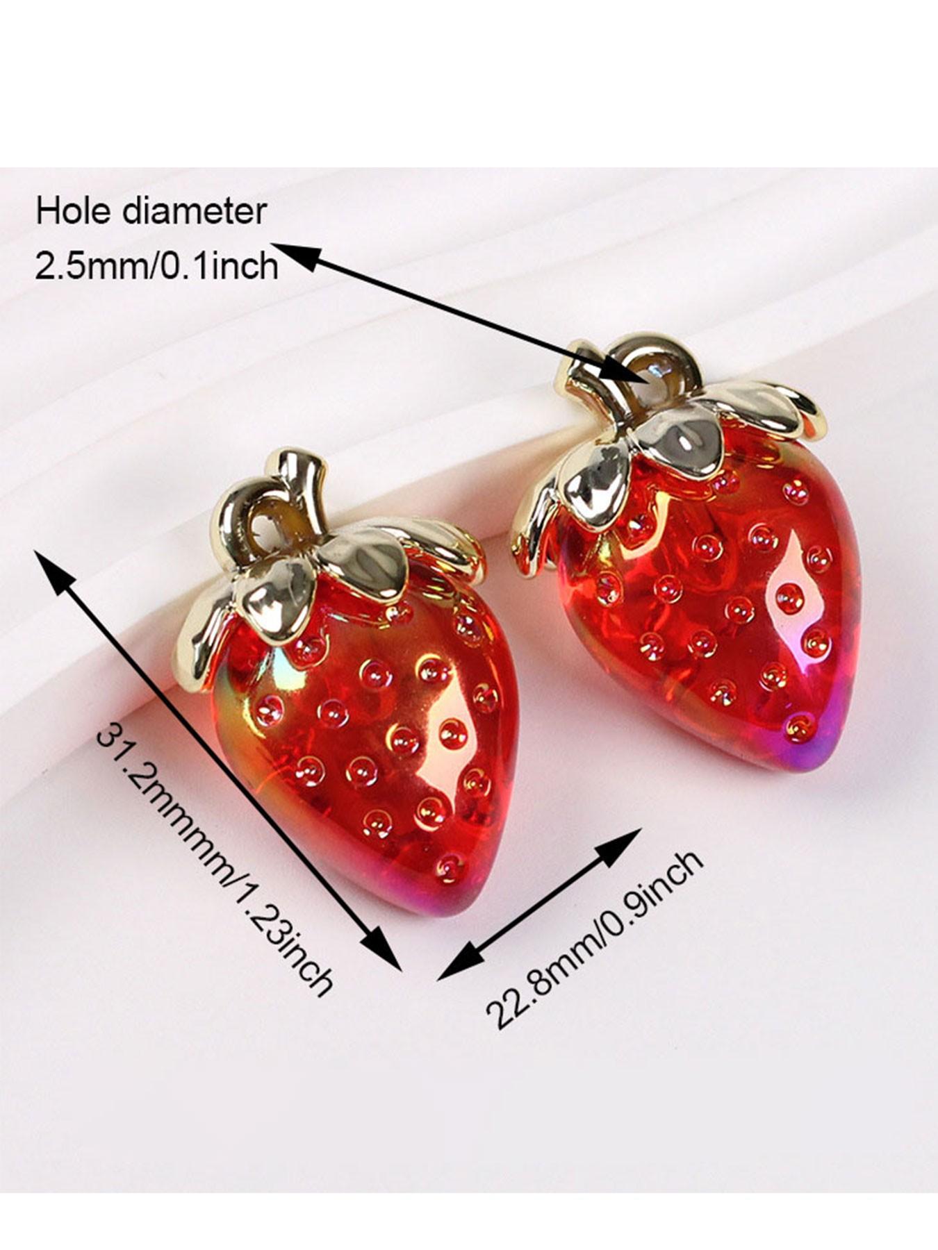 2pcs Transparent Acrylic Strawberry Pendant, DIY Hair Accessories, Phone Chain, Bracelet, Necklace, Keychain, Christmas Gift