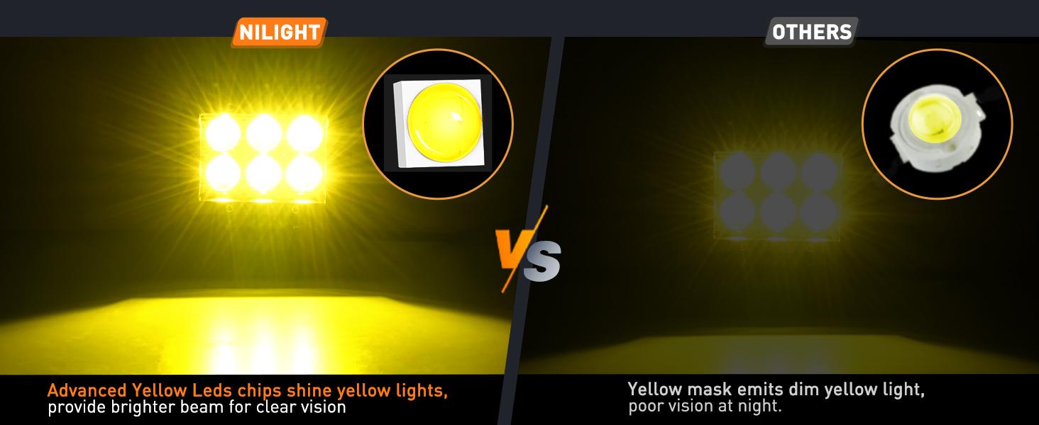 Nilight 4 Inch LED Light Pods Yellow Spot Beam Driving Fog Lights 2PCS 18W Off Road Lights Work Light Bar for Truck ATV UTV RV Pick-up Van Boat  Vehicle Lamp  dealsforyoudays