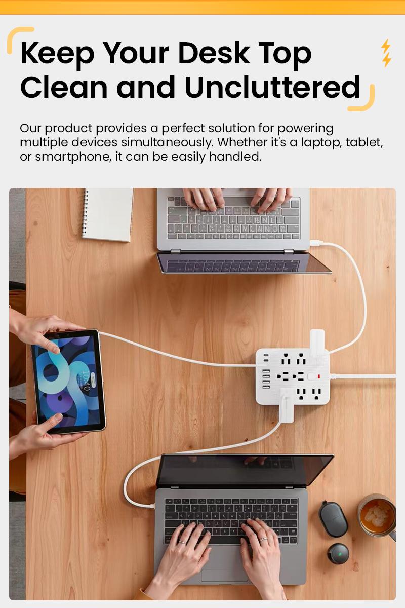 15-in-1 Power Strip with Switch & Surge ProtectionMultifunctional surge protector with 8AC Outlets 4 USB & 3Type-C USB Ports Socket for Office Home and Travel WallOutlet Extender Power Socket Expander electrica loutlet
