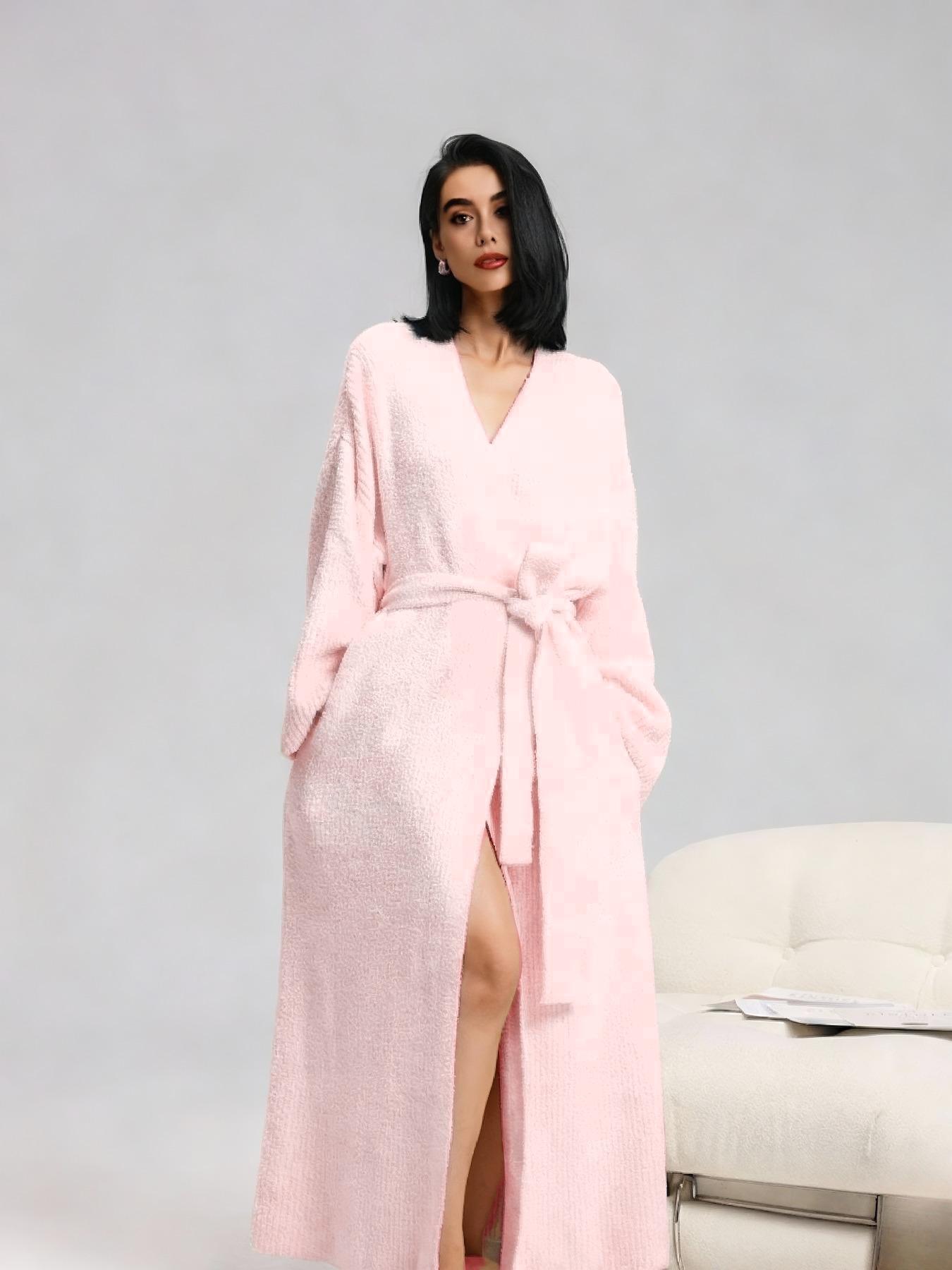 【COZY Soft Plush Feel】Women's Double-Sided Fleece Robe|Thickened Long Plush Loungewear|Warm Flannel Pajamas for Fall & Winter|Soft, Cozy, and Wearable Indoors & Outdoors