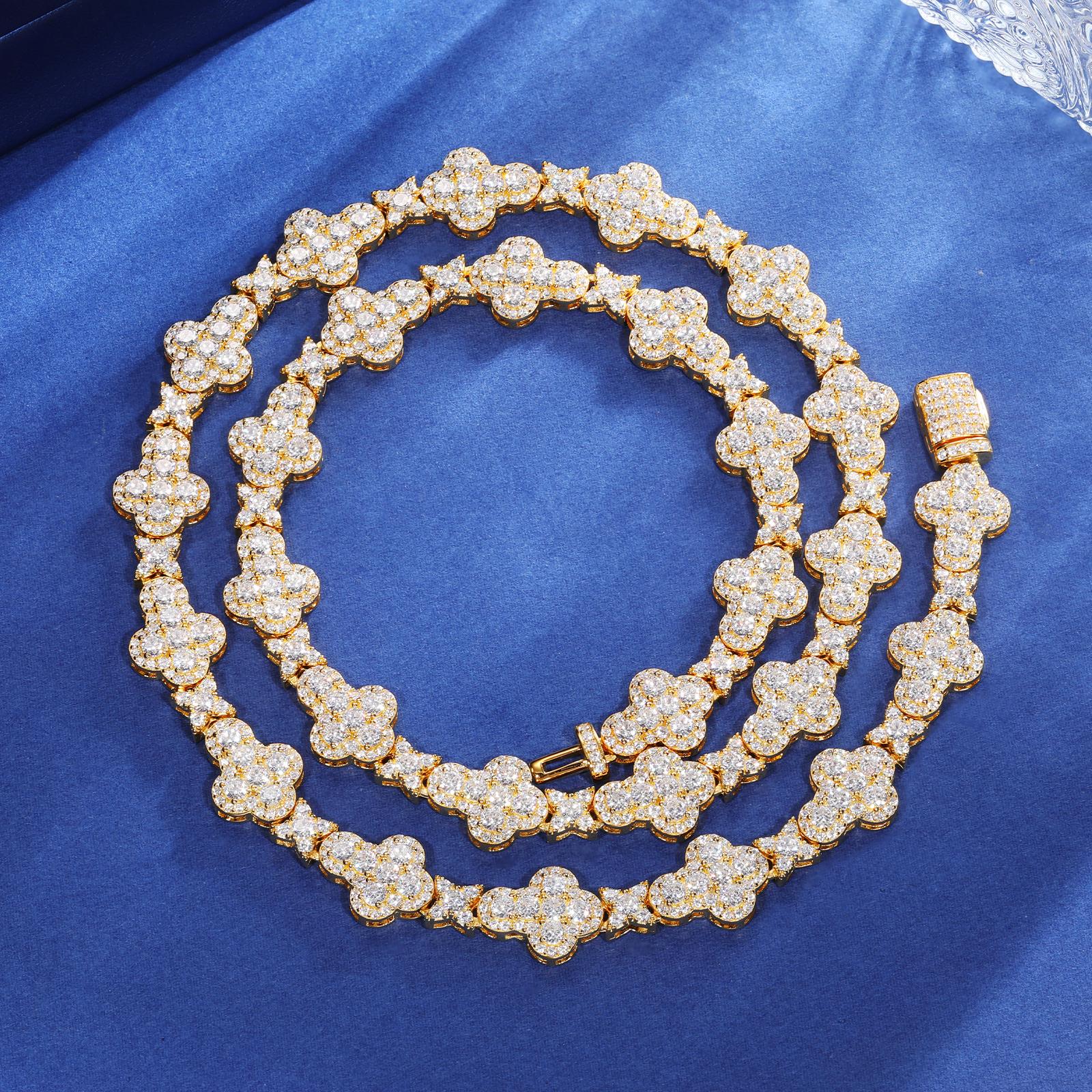 【#NS9250035】Original Design Cross Star Tennis Chain Necklaces for Women 10mm S925 Sterling Silver  Iced Out Iced Out Fashion Jewelry for Christmas