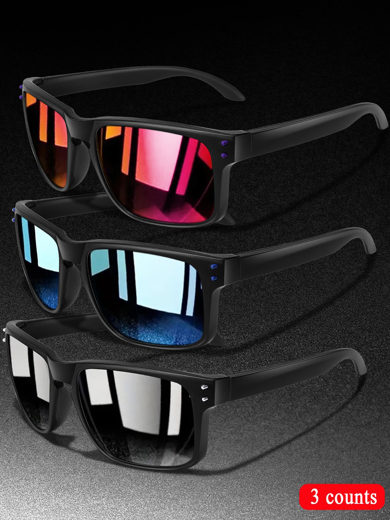 3-Piece Fashion Polarized Sports Outdoor Sunglasses Set, Unisex Cycling Hiking Eyewear, Classic Square Frame + Polarized Lenses, Daily Accessories, Sporty Eyewear, Summer Sports Sunglasses
