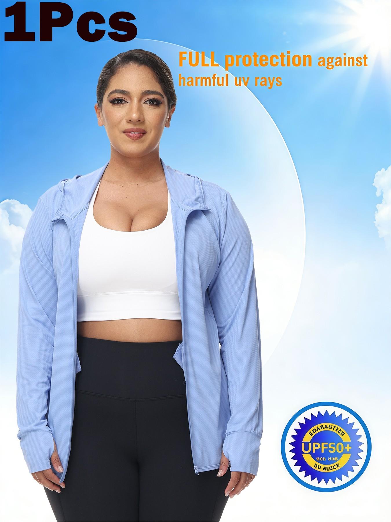 Summer Women's Upf50+ Ice Silk Sun Protection Jacket, Loose Fit Hooded Breathable UV Blocking, Running Yoga Outdoor Cycling Sport Coat, Workout Yoga Jacket, Sports Outerwear