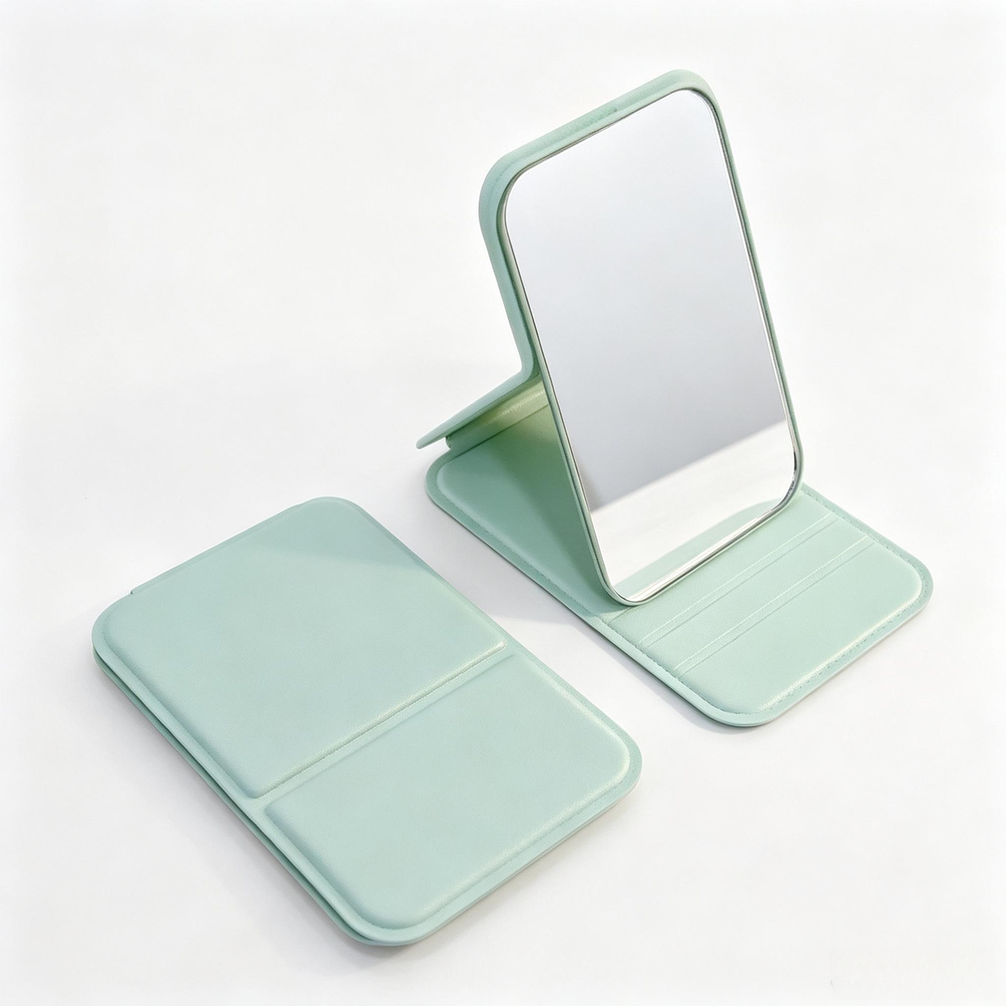 Portable Foldable Makeup Mirror, 1 Count Pocket Foldable Makeup Mirror, Pu Leather Makeup Mirror for Home Bathroom Outdoor Travel, Travel Hand Mirror, Cosmetic Mirror-YY1