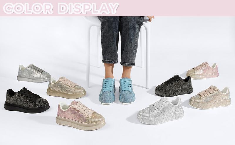 LUCKY STEP Rhinestone Sneakers for Women Platform Sparkly Glitter Bling Tennis Shoes Fashion Bedazzled Wedding Bridal Party Walking Sneakers LUCKY STEP Rhinestone Sneakers for Women Platform Sparkly Glitter Bling Tennis Shoes Fashion Bedazzled Wedding Bridal Party Walking Sneakers