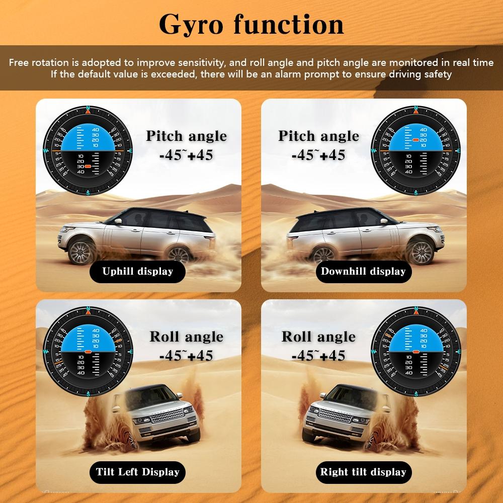 XS LCD Head-Up Display, GPS + Obd2 Scanner Car Diagnostic Tool, Multi-Function Hud Monitor, Angle Gauge, Pulse Meter, Speedometer