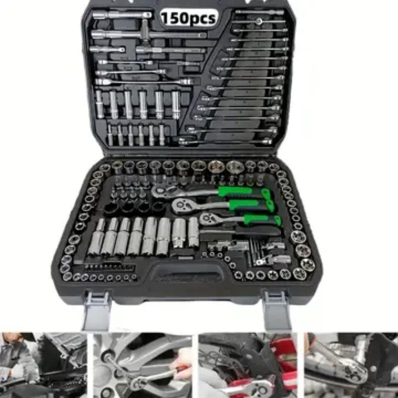 Multi-Function Car Repair Tool Kit, Upgraded 46 & 216 Set, Includes Hex Wrenches, Ratchets, Screwdrivers, Ideal for DIY Enthusiasts