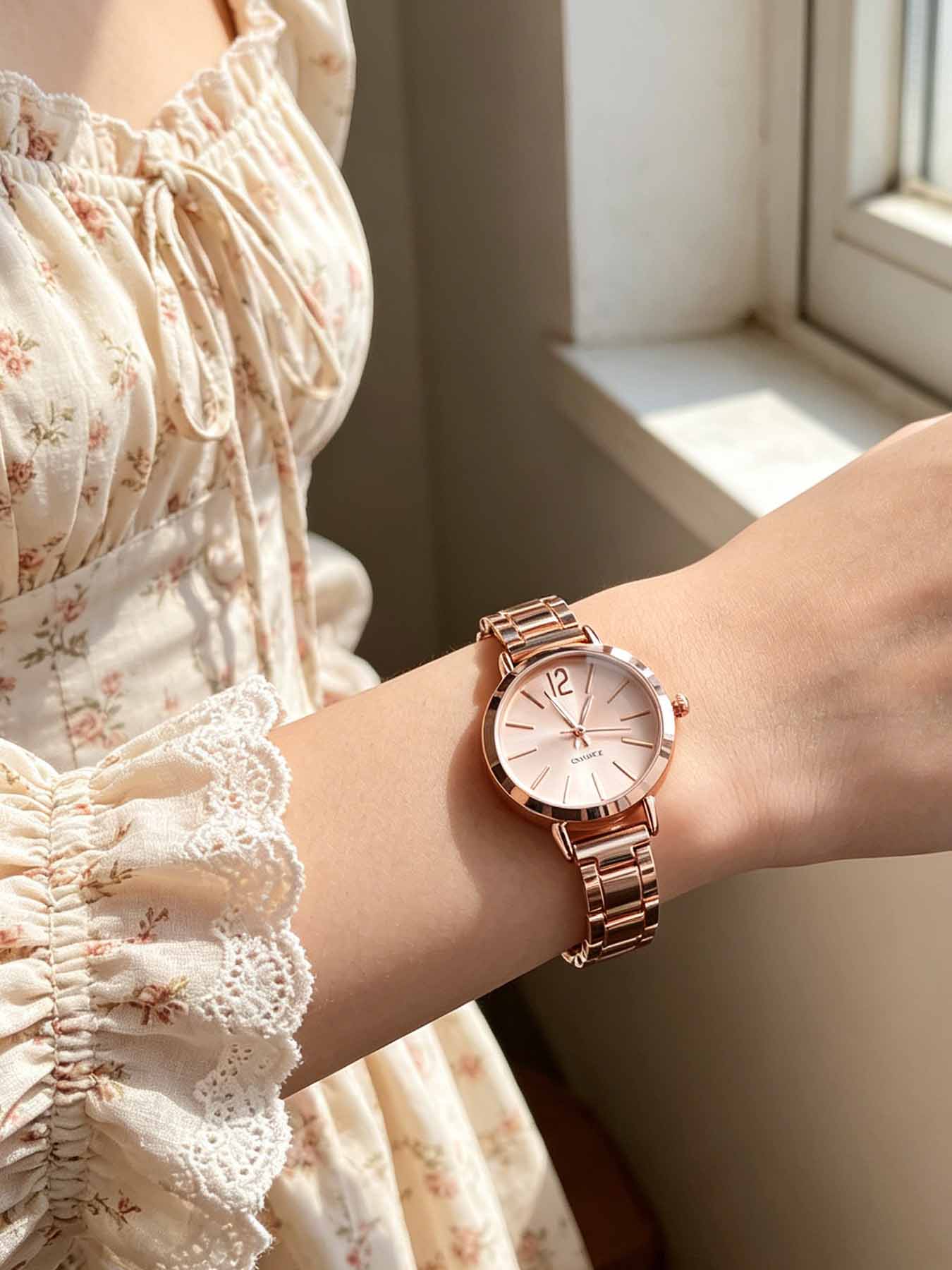 Fashion Quartz Watch for Women's Luxury Watch, Simple Circular Dial, Stainless Steel Women's Watch