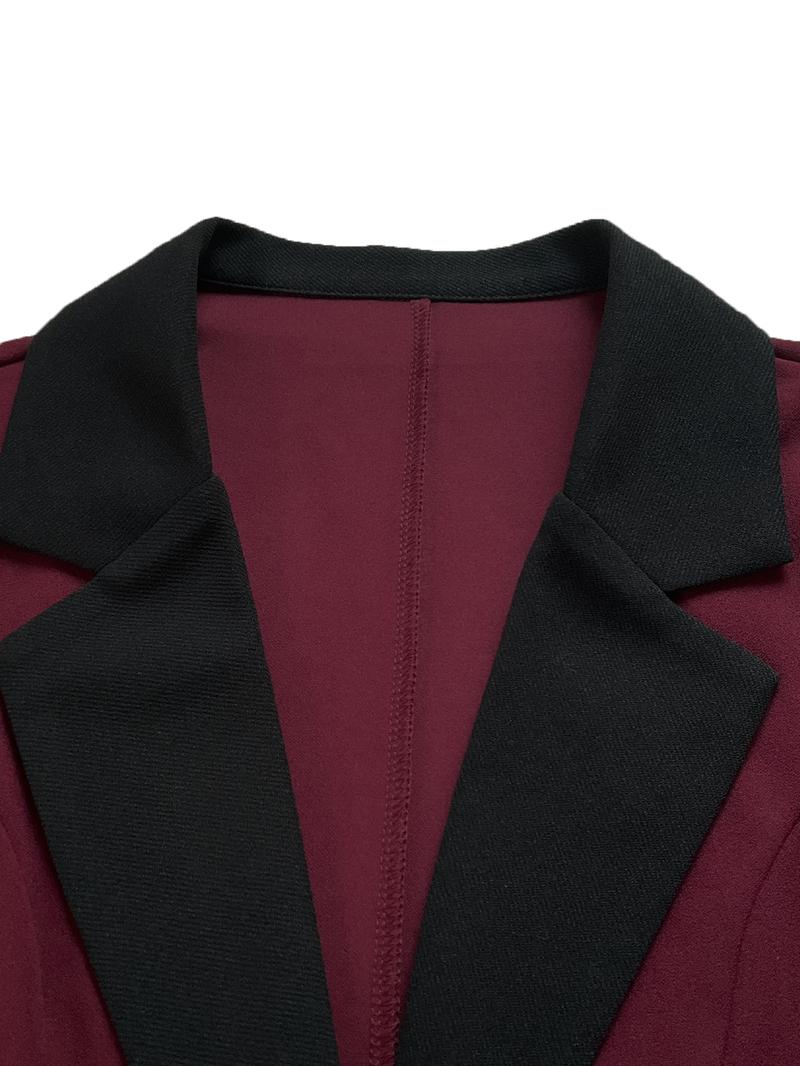 Women's Colorblock Blazer & Straight Leg Pants Set Suits, Elegant Two-piece Set for Work Office Business, Ladies Clothes for All Seasons Women's Colorblock Blazer & Straight Leg Pants Set Suits, Elegant Two-piece Set for Work Office Business, Ladies Clothes for All Seasons