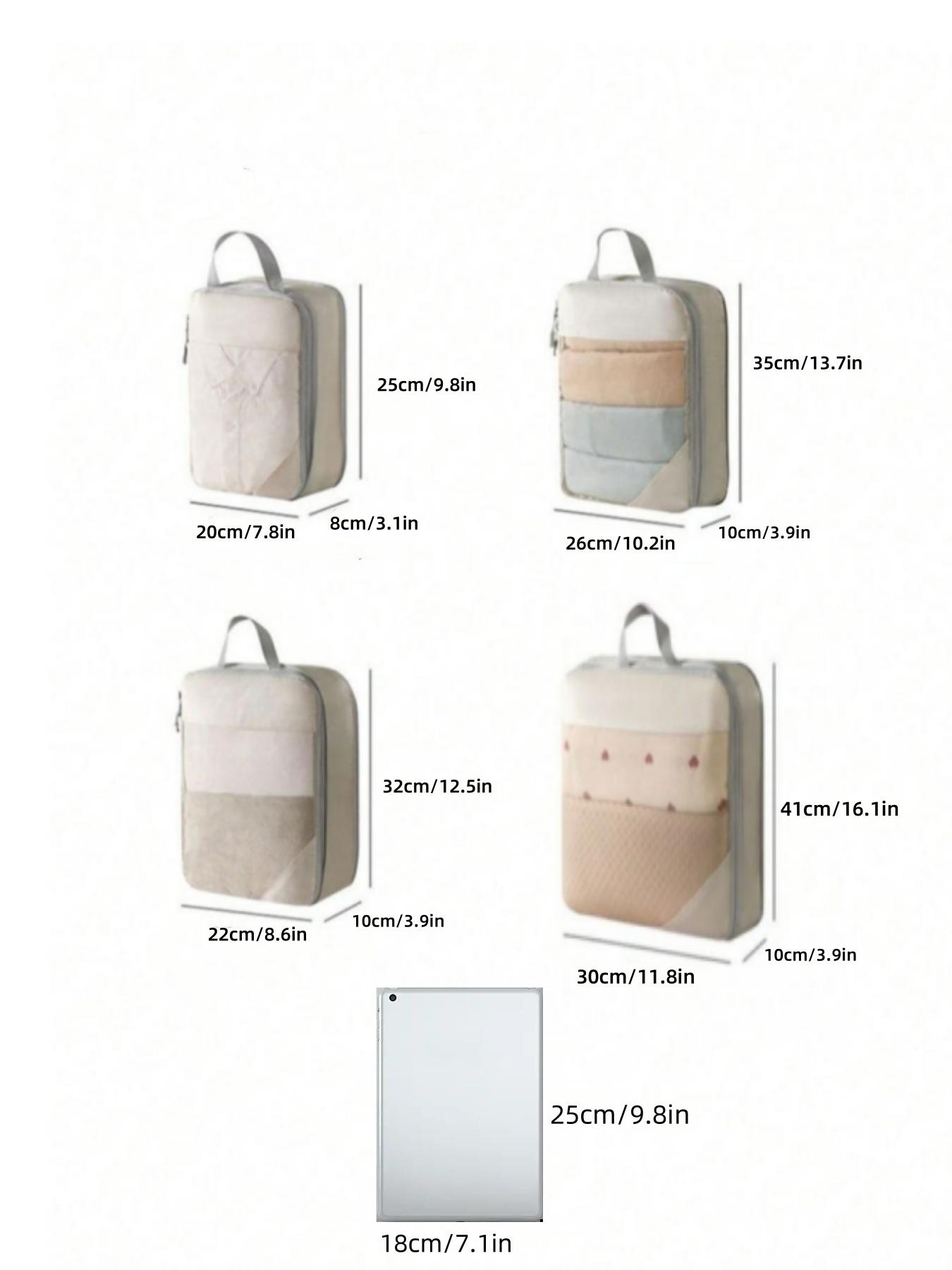 4-Piece Expandable Compression Packing Cubes Set, Space-Saving Travel Organizer Bags with Mesh Window, Ideal for Luggage Organization, Travel Accessories