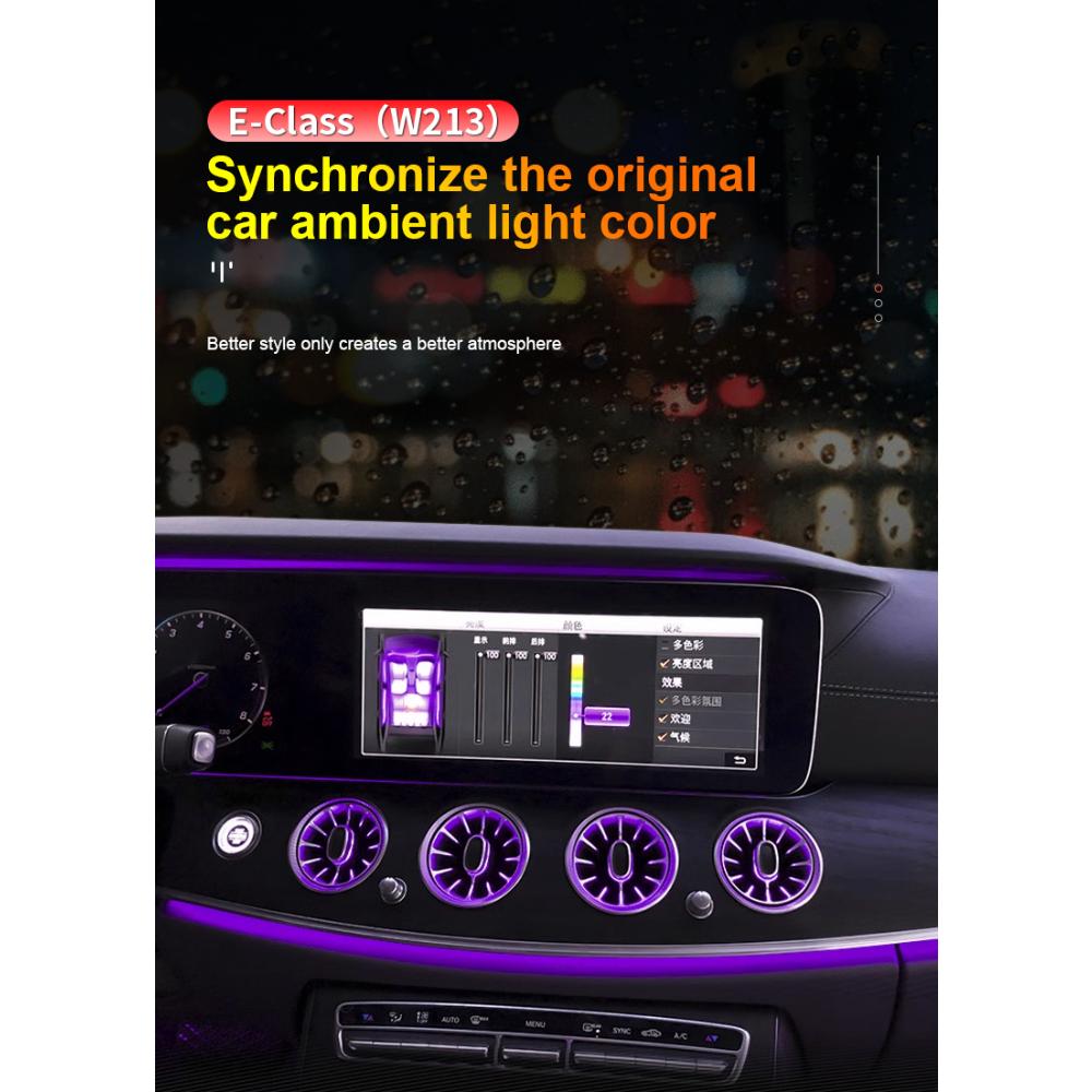 64 Colors RGB Factory-Match Special LED Turbine Air Vent Cover for Mercedes Benz E-Class (W213) - Vehicle Control, Automotive Atmosphere Lamp, Recessed Interior Decoration, Car Light Embellishments, Backlit Speaker Trim Panels, Gift for Boyfriend, Car Atm