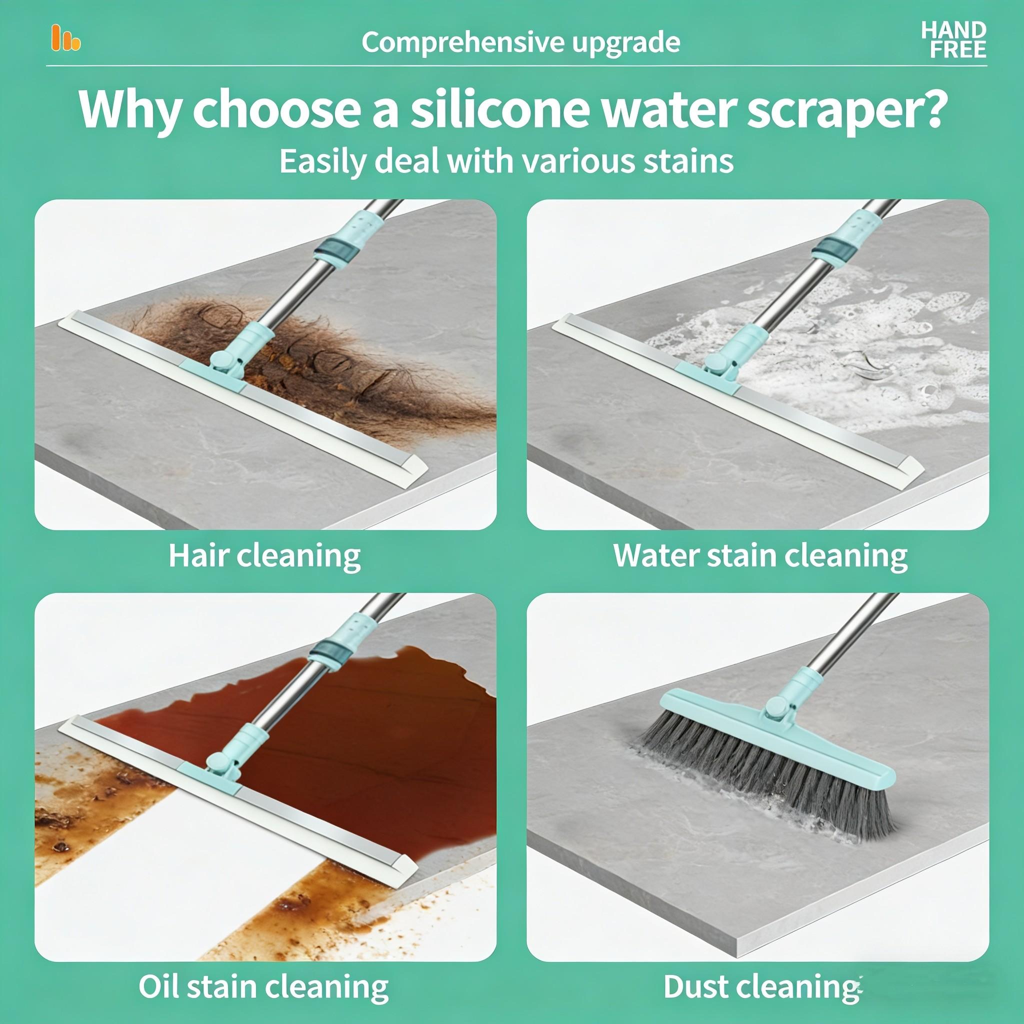 Home Extendable Silicone Magic Broom, Multi-Functional Dry Wet Use Scraper, Ergonomic Handle, Quick Drain Dust-Free Cleaning Tool