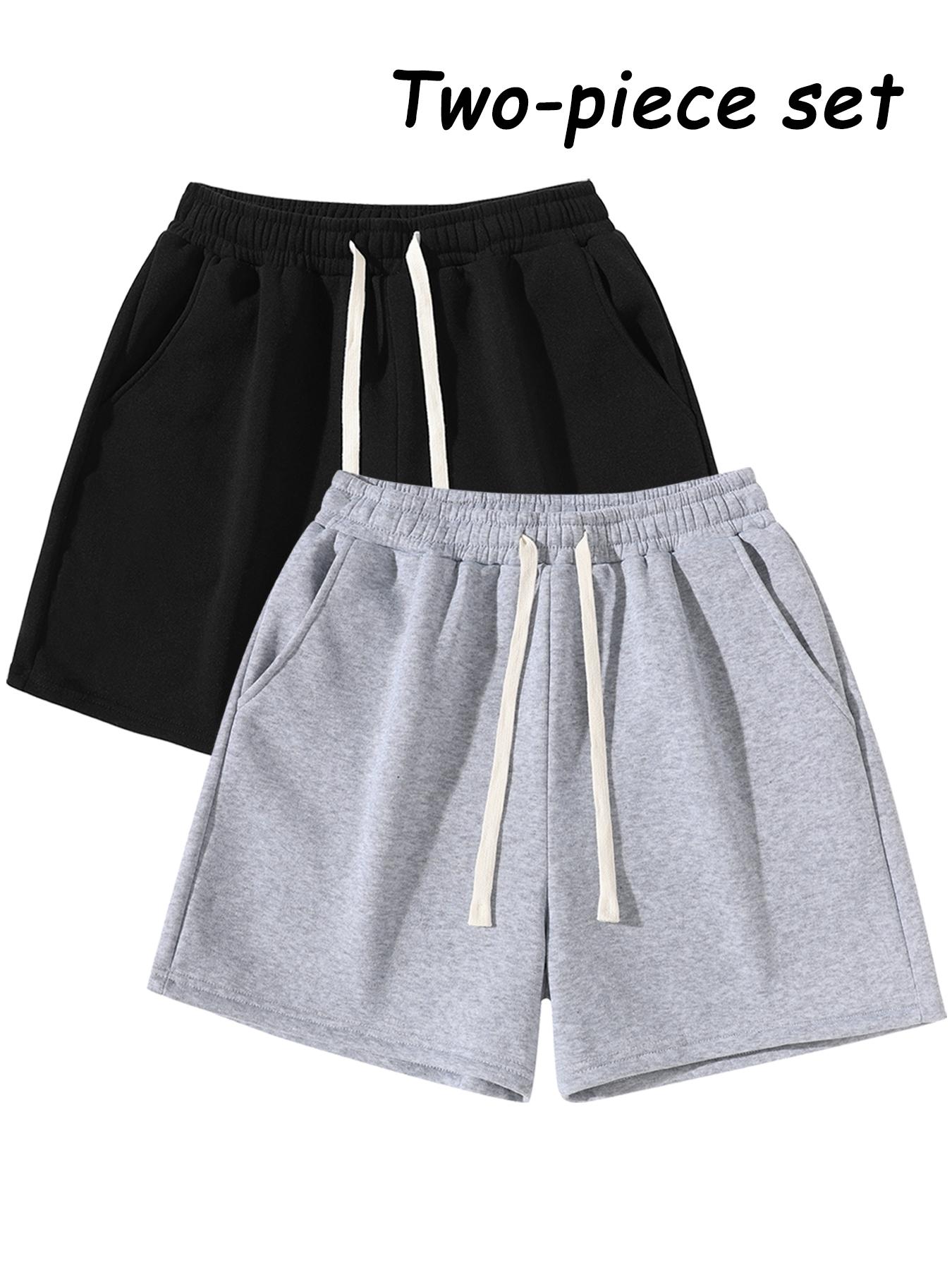 Men's Plain Drawstring Waist Shorts, Basic Casual Sporty Running Pants for Daily Wear and Exercise, Moderate Fabric, Fitted Style Summer Sports Shorts, Casual Athletic Shorts