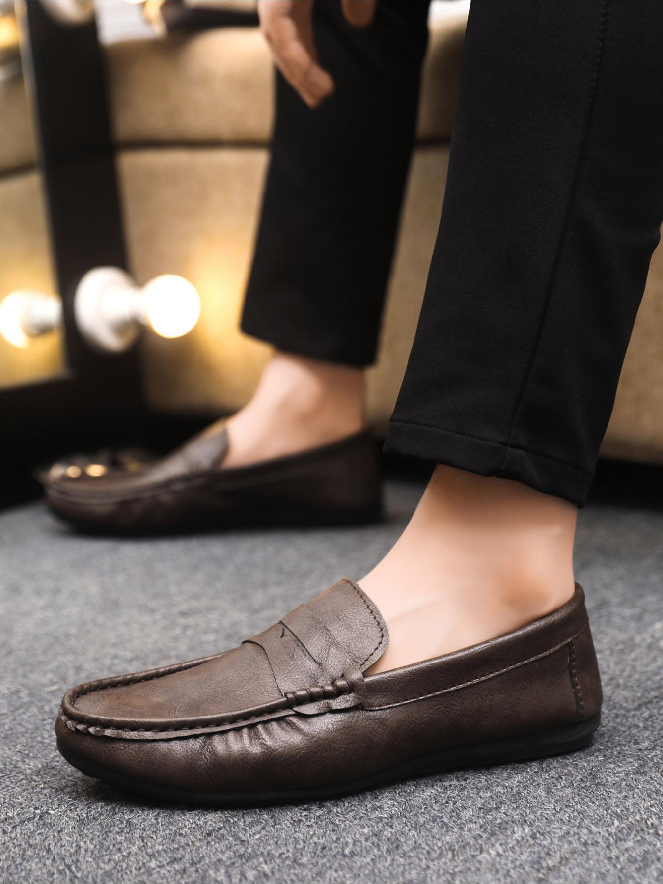 2026 New Spring and Summer Collection for Men, British Style Soft Leather Penny Loafers, Wear-resistant and Non-slip, Ideal for Commute, Driving and Daily Wear, Slip-on Lazy Loafers