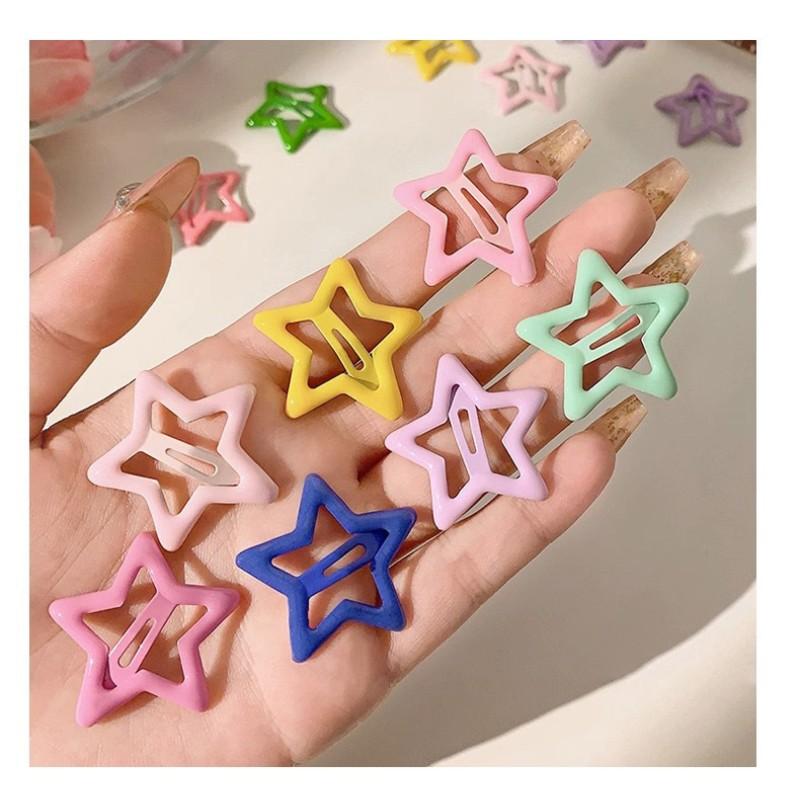 30 Random Color Star Hair Clips, Sweet Cute Design, Protects Hair, Daily Versatile Use, Fashionable Girl's Hair Accessories