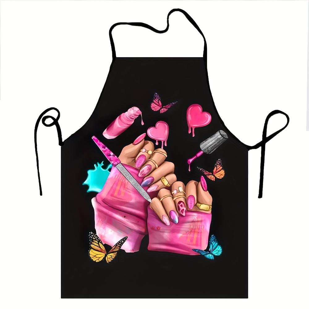 Nails Pattern Apron, 1 Count Breathable Cooking Apron, Sleeveless Kitchen Apron for Home Dining Room Garden Coffee Shop