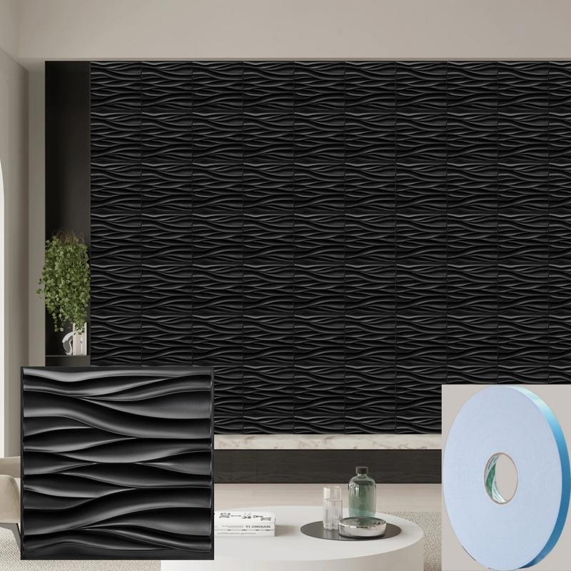 20/30pcs 3D Textured PVC Wall Panels, Waterproof & Moisture-Proof, Easy Install with Adhesive Tape - Modern Abstract Design for Stylish Home Decor, 11.8 x 11.8 inch, Waterproof Wall Panels