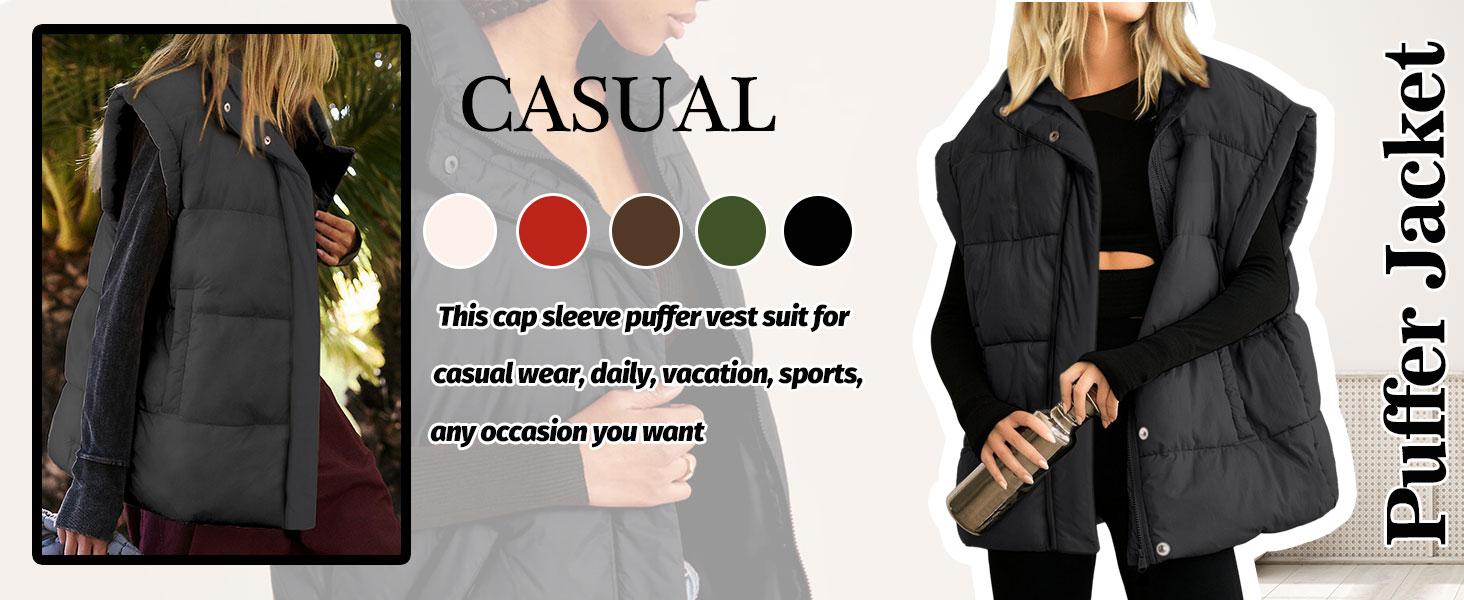 Women's Puffer Vest Stand Collar Zipper Sleeveless Jackets Winter Lightweight Vests Warm Padded Jacket Coat Women's Puffer Vest Stand Collar Zipper Sleeveless Jackets Winter Lightweight Vests Warm Padded Jacket Coat