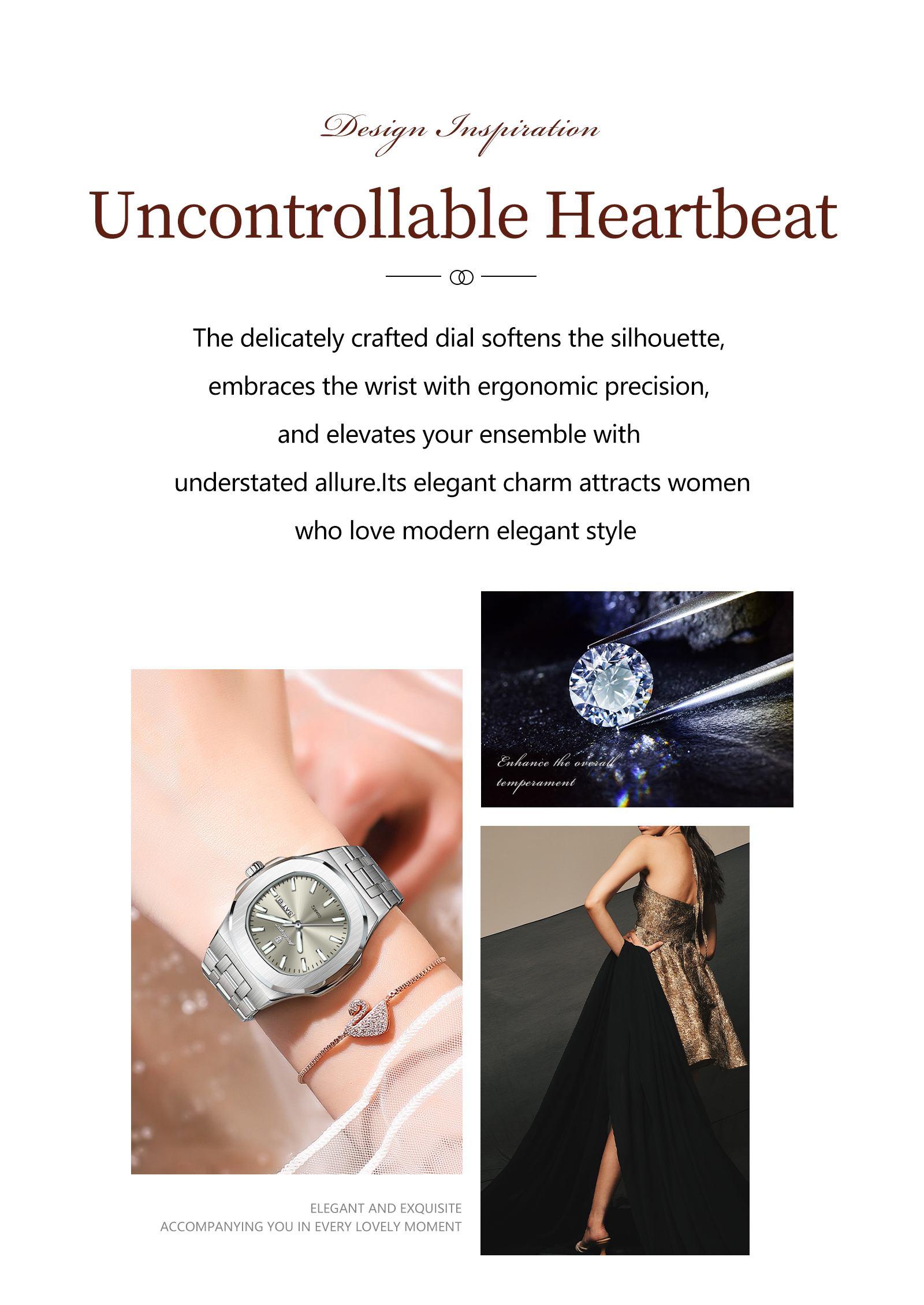 POEDAGAR Top Original Watch Night Light Date Modern Waterproof Watch Stainless Steel Quartz Women's Watch