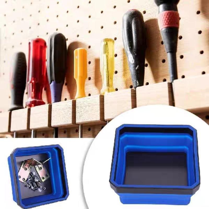 New Colorful Magnetic Silicone Bowl Foldable Dual-Sided Strong Magnet Parts Tray, Industrial Alloy Steel Efficient Chip Removal Multi-Use Drill Bit