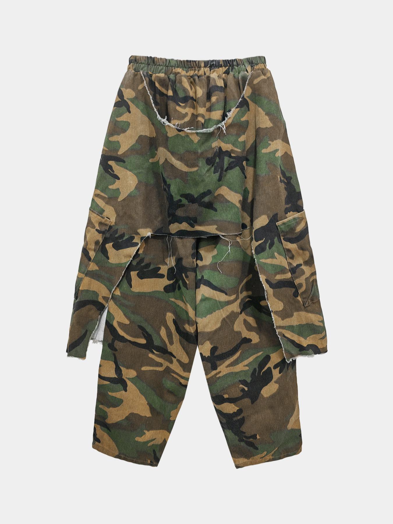 Women's Camo Distressed Harem Pants, Loose Fit Street Style Low Waist, Casual Fitted Denim Jeans, All Seasons Fashion, Bohemian Bottoms