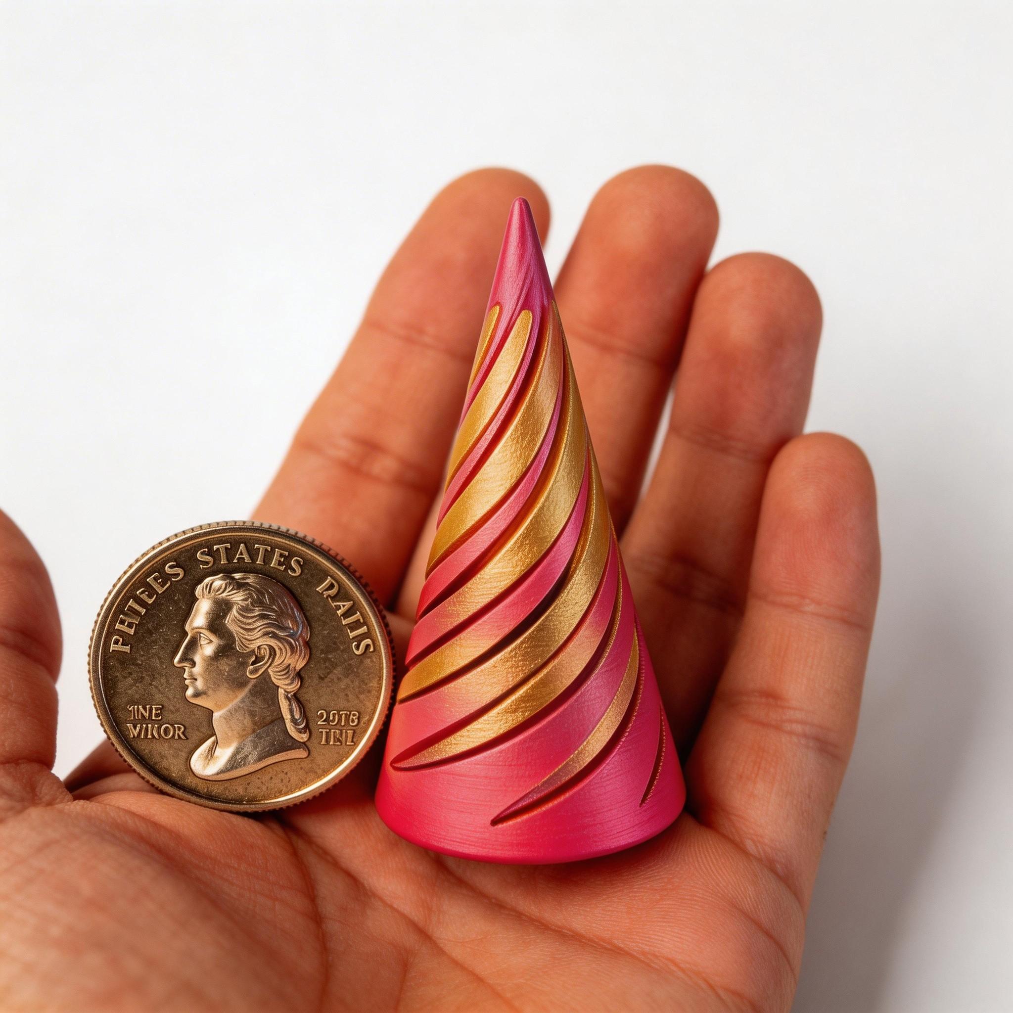 4pcs 6.6cm 3D Printed Stress Relief Cones, Trendy Colorful Rotating Toy, Adult Stress Reliever, Kids Educational Creative Toy, Office Desk Stress Relief Item