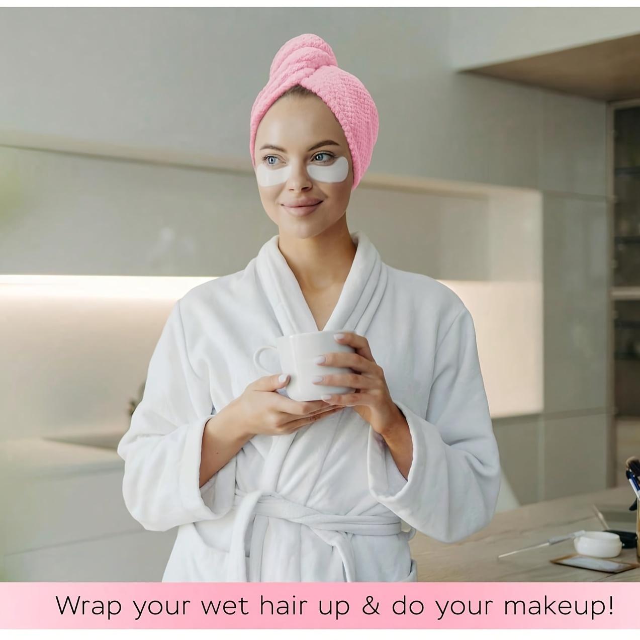 Microfiber Hair Towel Wrap for Women, 2-Pack Super-Absorbent Quick-Dry Hair Turban for All Hair Types, Anti-Frizz Large Hair Drying Towels with Button, Bathroom Premium Towel Set