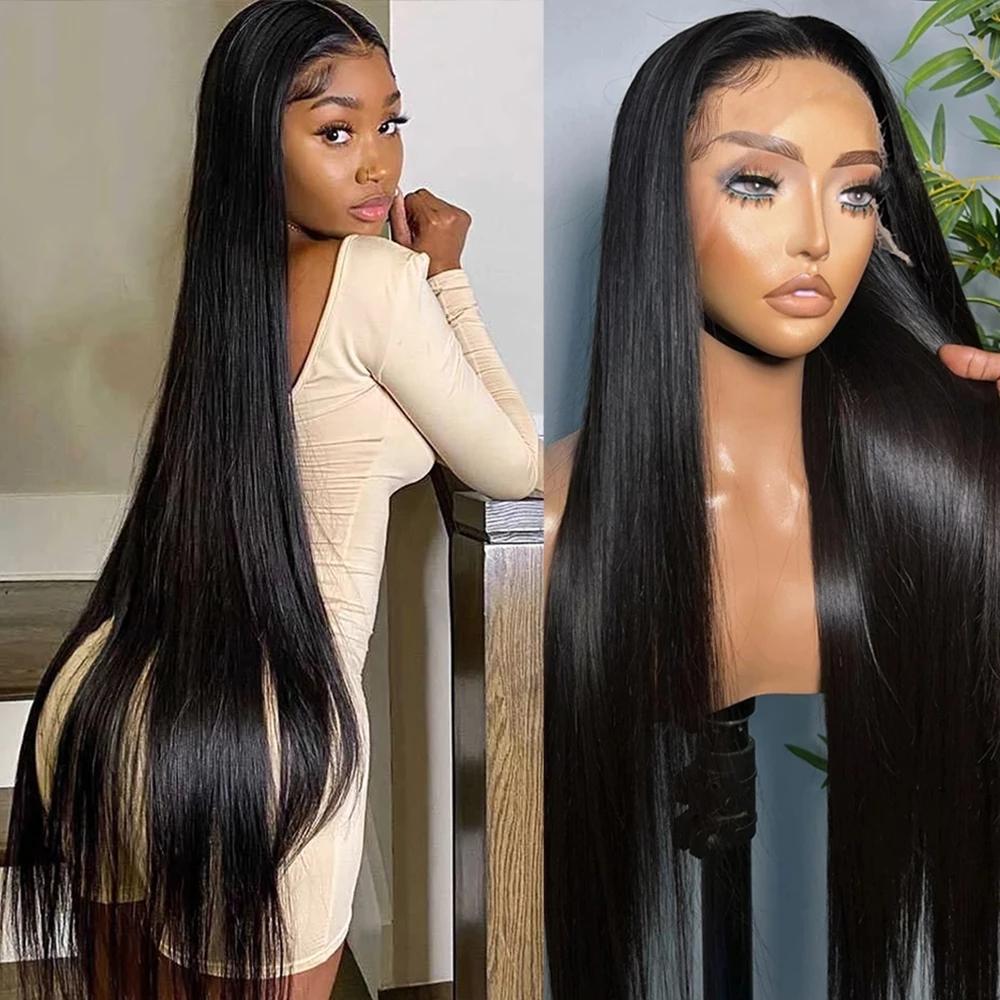 34 36inch Bling Hair 13x6 Lace Front Wig Human Hair Wigs Straight 13x4 HD Transparent Brazilian Hair Lace Frontal Wig For Women Pre Plucked With Baby Hair