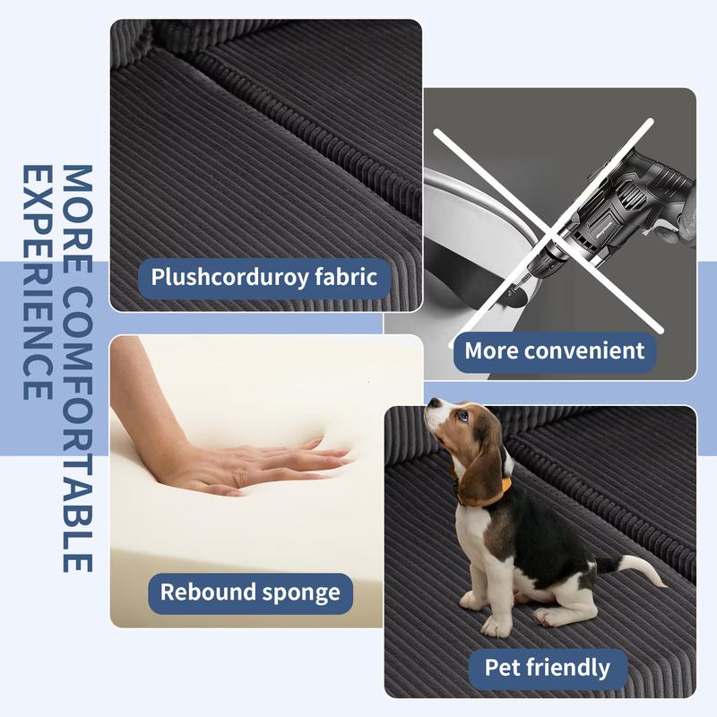 【TikTokShopBlackFriday】【Two Packages】Modular L-Shaped Sectional Sofa with Chaise, Deep Seat Corduroy Couch for Living Room, Bedroom, Apartment, Minimalist Sleeper Sofa, No Assembly Required 【TikTokShopBlackFriday】【Two Packages】Modular L-Shaped Sectional Sofa with Chaise, Deep Seat Corduroy Couch for Living Room, Bedroom, Apartment, Minimalist Sleeper Sofa, No Assembly Required