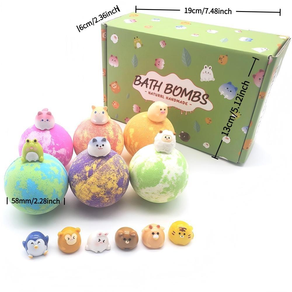 6pcs Bath Bombs Toy, Gentle Cleansing & Moisturizing, Relaxing Bubble Bath Balls, Baby Bath Time Fun, Stress Relief, Skin Care