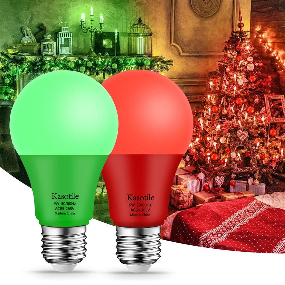 9W E26/E27 Colorful Light Bulbs 1/4 Pack, Red Blue Green Purple Orange Pink Festival Lights, Non-Dimmable Holiday Lighting for Halloween Christmas Party Decor