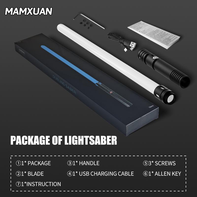 MAMXUAN,2 in 1 Double Edged Lightsaber, 20colours 2 Counts Rechargeable Toy Lightsaber with Changing LED Light, Decorative Light for Party, Gift for Friend，lightsaber for adult