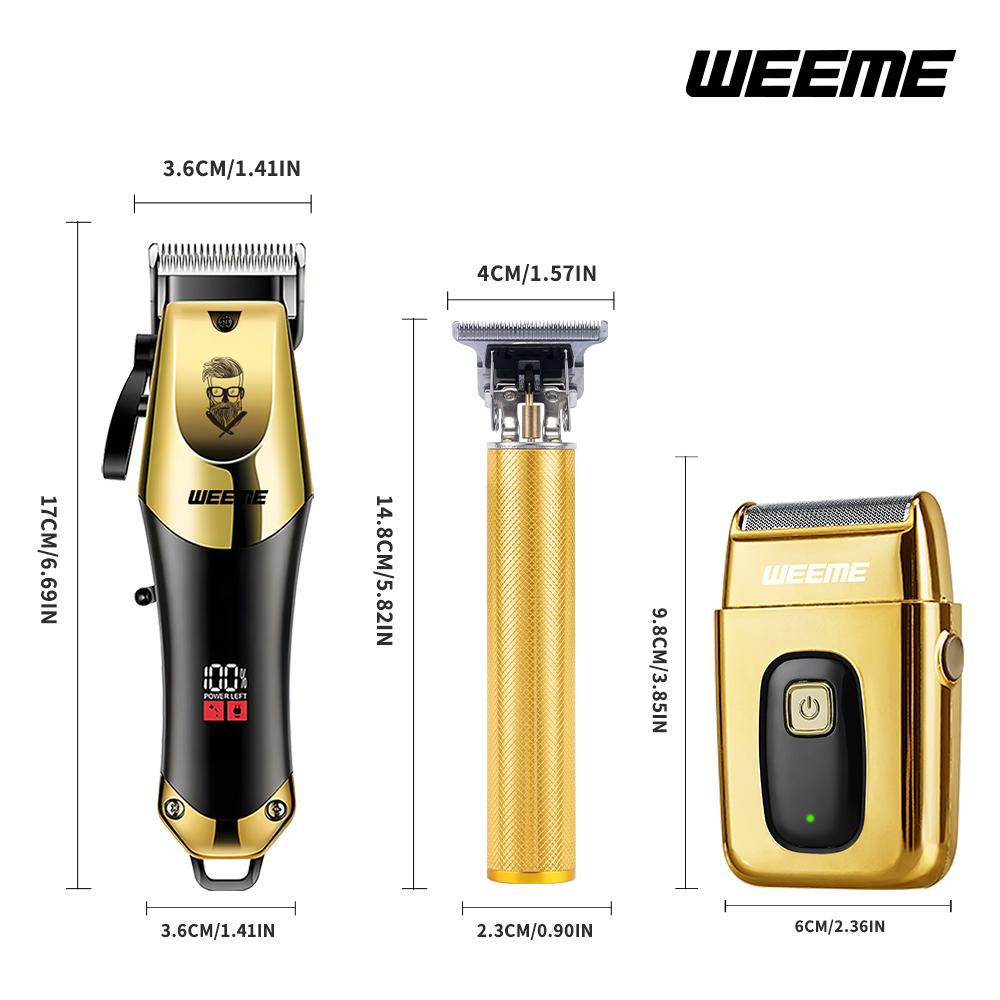 Weeme 3pcs Men's Electric Hair Clipper Set, Hair Cutting Kit, Home Use Grooming Kit, Car Mounted Trimmer, Gift for Family & Friends, Barber Hair Clippers