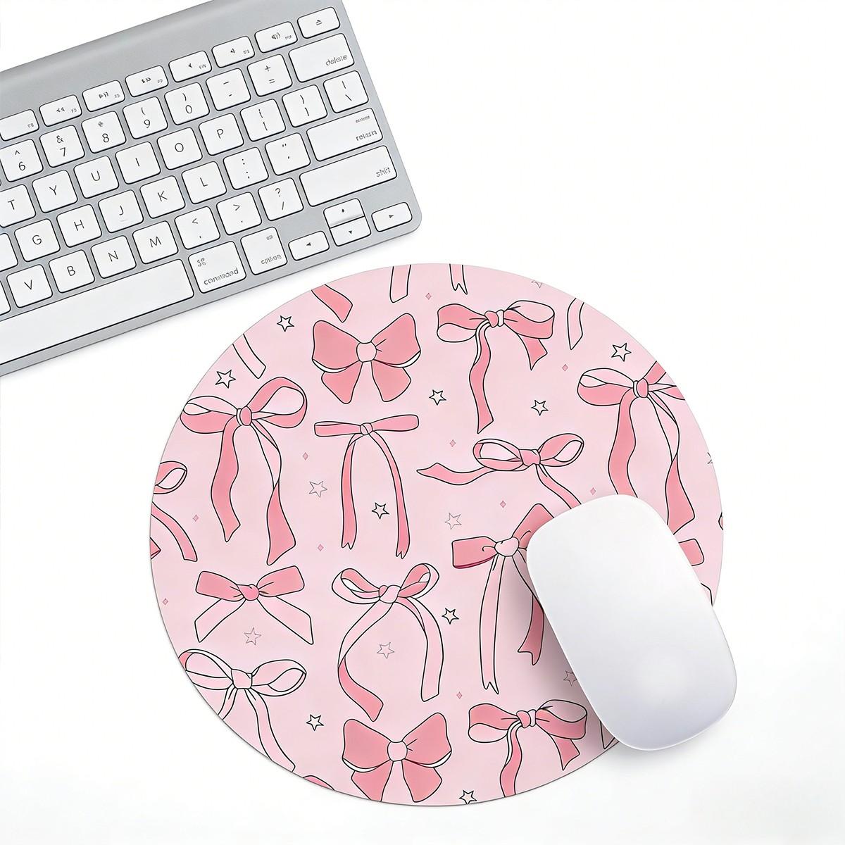 Fashion Butterfly Knot Round Mouse Pad, Non-Slip Rubber Base, Small Desktop Mat for PC/laptop, Gaming/mouse Pad, Gift for Women - 7.87 Inches