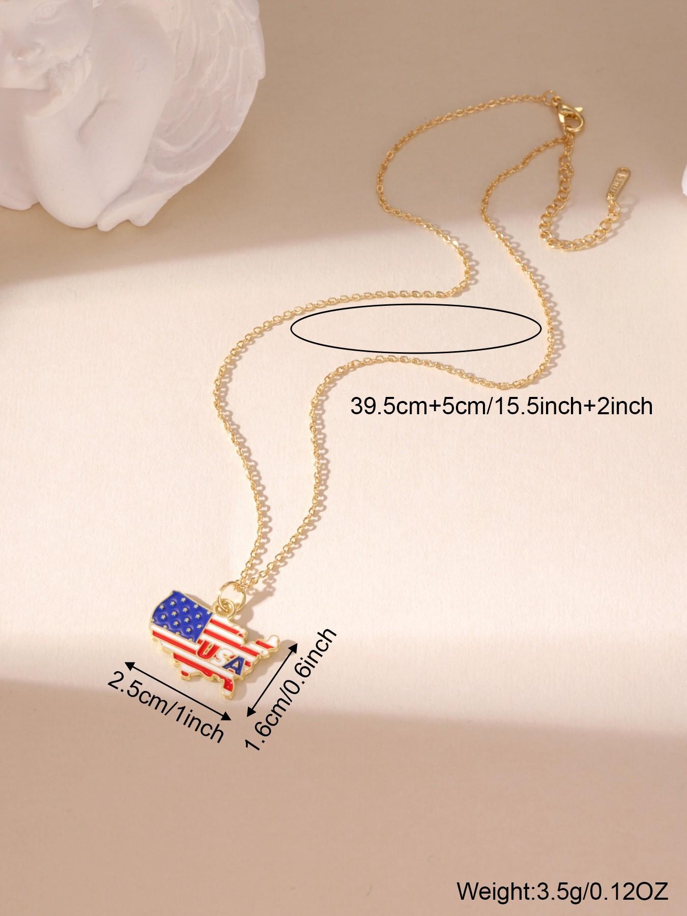 American Flag Style Star Heart Cross Shape Gold Necklace Lightweight All Season For Women Daily Wear