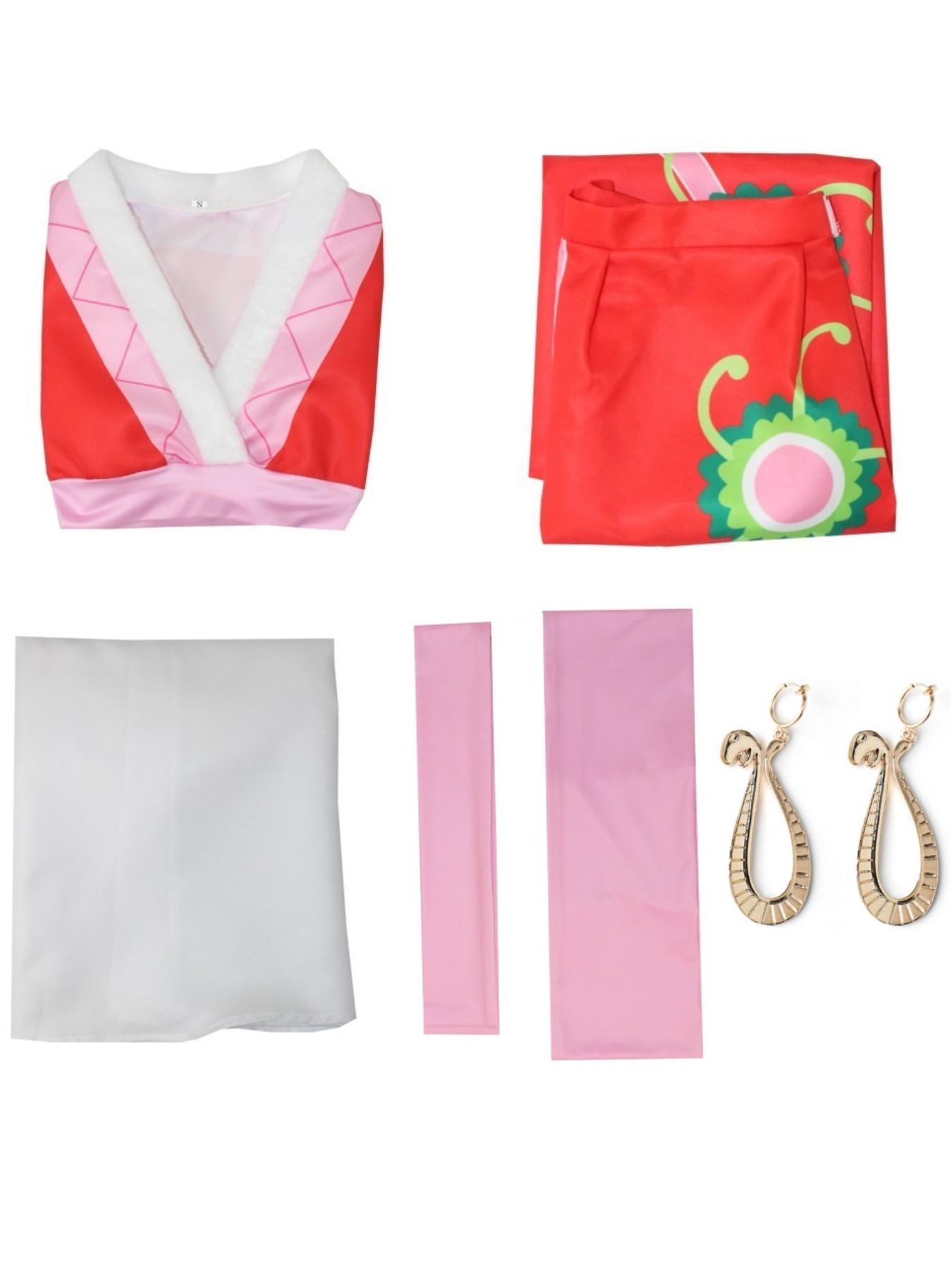 Anime Boa Hancock Cosplay Costumes Sexy Empire Red Kimono Dress Uniform Boa Hancock Earrings Halloween Costumes for Women Men