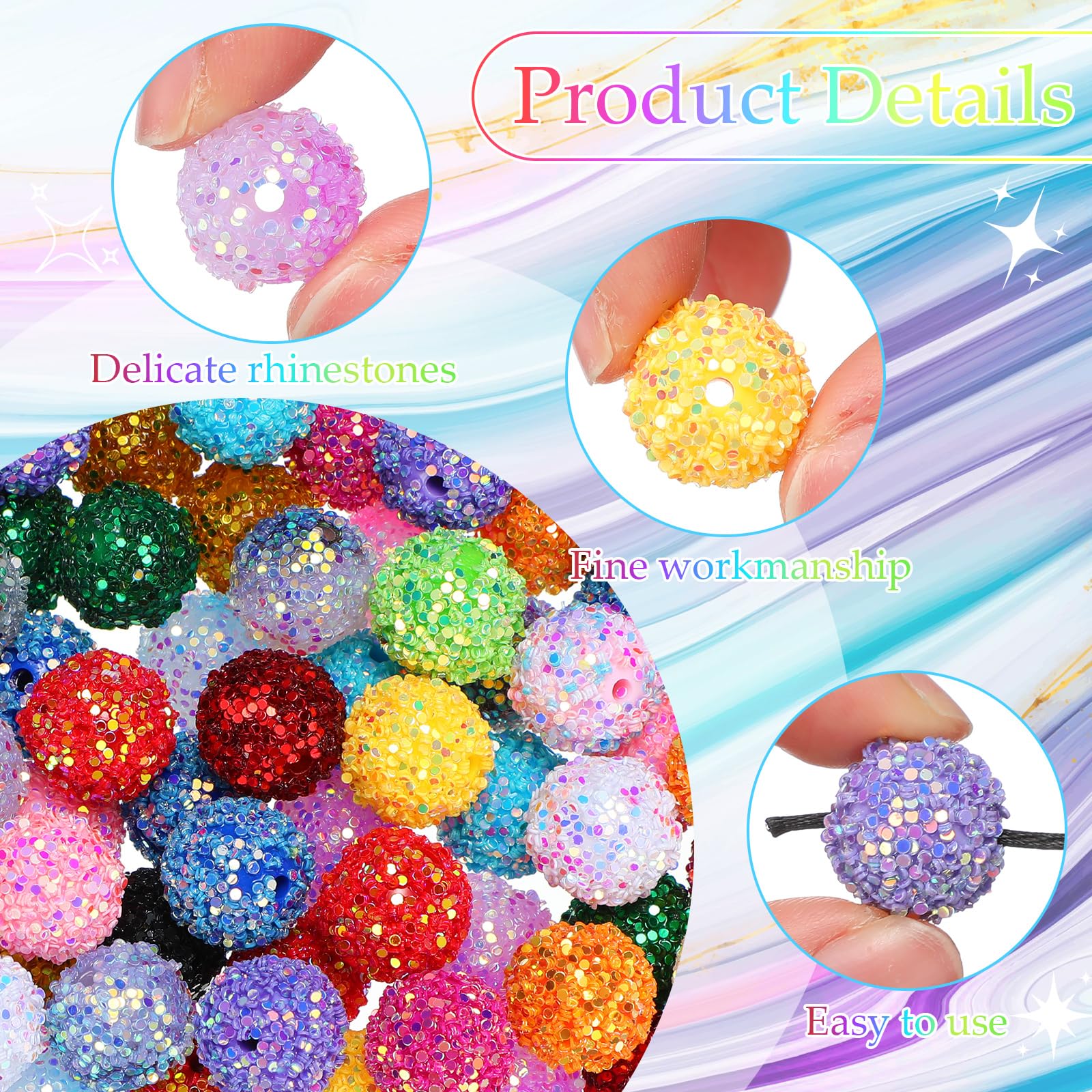 16mm Acrylic Beads Crystal Beads Glitter Beads for Making Jewelry, 10pcs DIY Handmade Bead Bracelet Pendant Pen Key Chain, Special Decorative Accessories(Random Color), Christmas, Christmas Gift