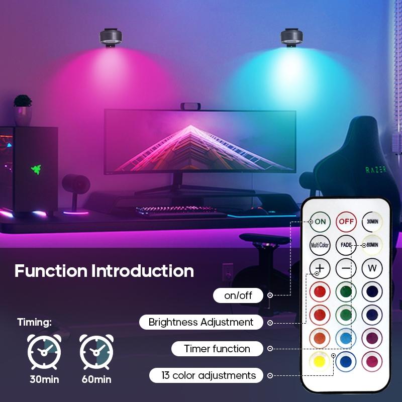 Battery-Powered Wireless Magnetic RGB Picture Light, Picture Frame Light, Adjustable Brightness with Timer, Ideal for Art Displays and Decoration