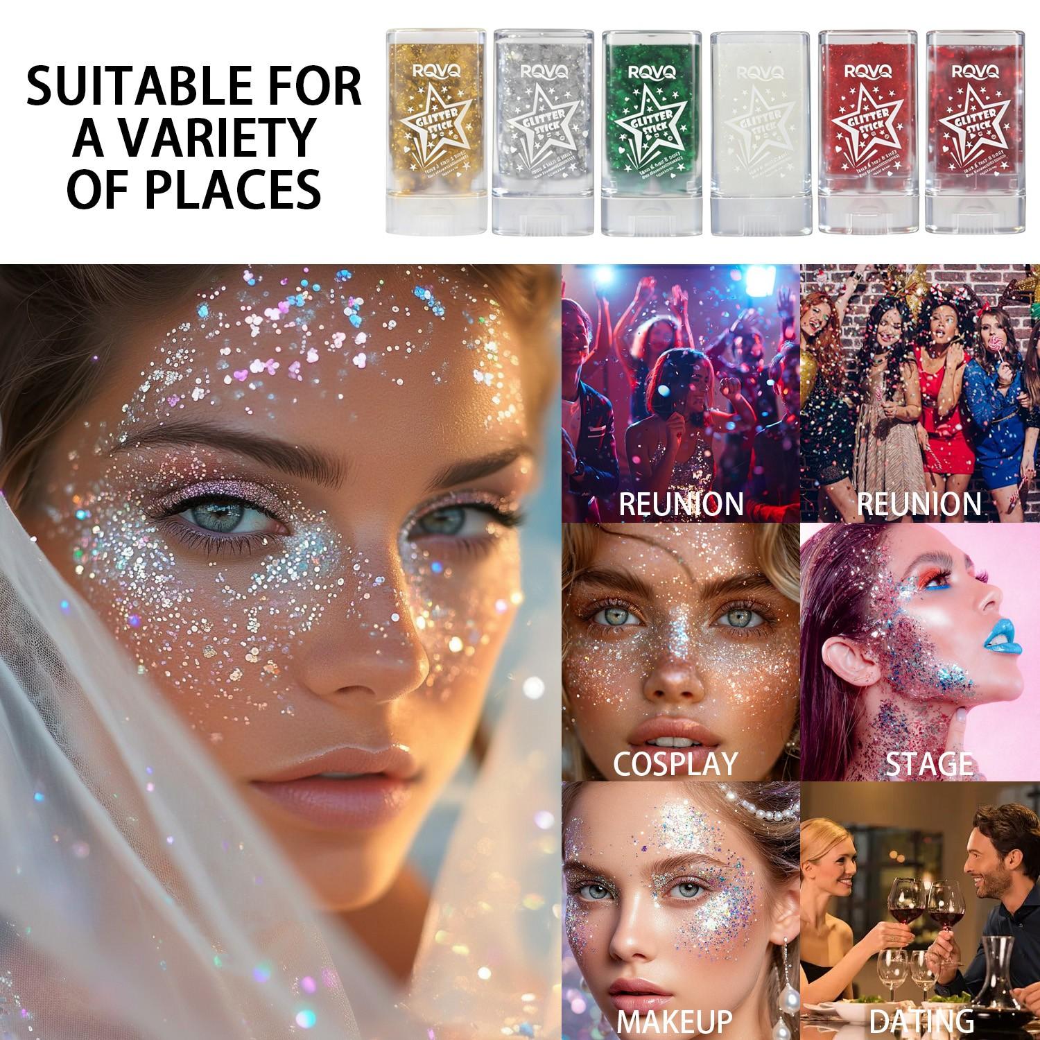 Shimmer Stick 6 Colors, Waterproof Sweatproof, Natural Highlighter, Multifunctional Makeup, Fine Texture, All Skin Types, Party Essential