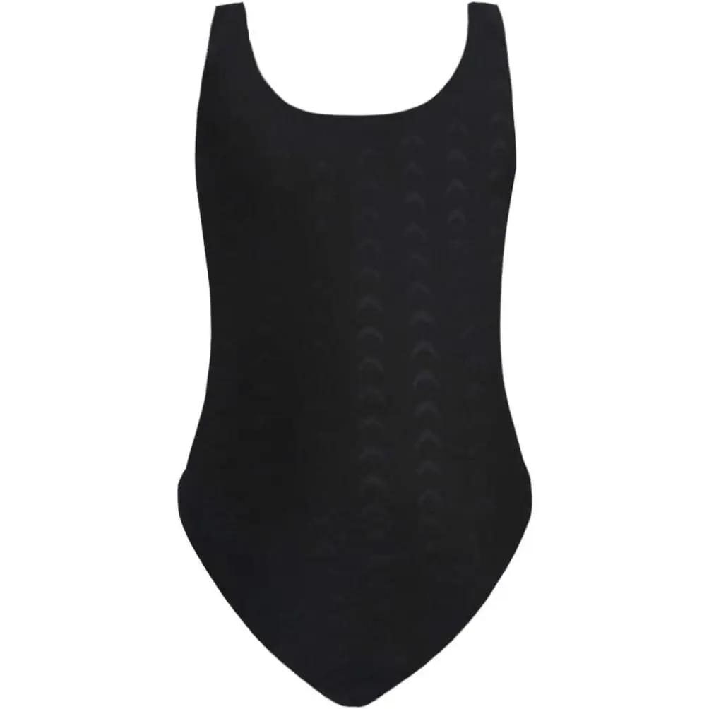 Kids Girls Athletic Swimsuit One Piece Solid Swimwear for Practice and Competition in Black and Navy Bathing Suit