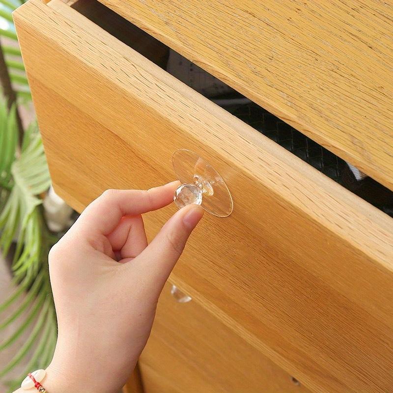 10pcs Transparent Crystal Cabinet Drawer Door Knobs Handles with Self-adhesive Handle and Hook, Self Adhesive Hooks