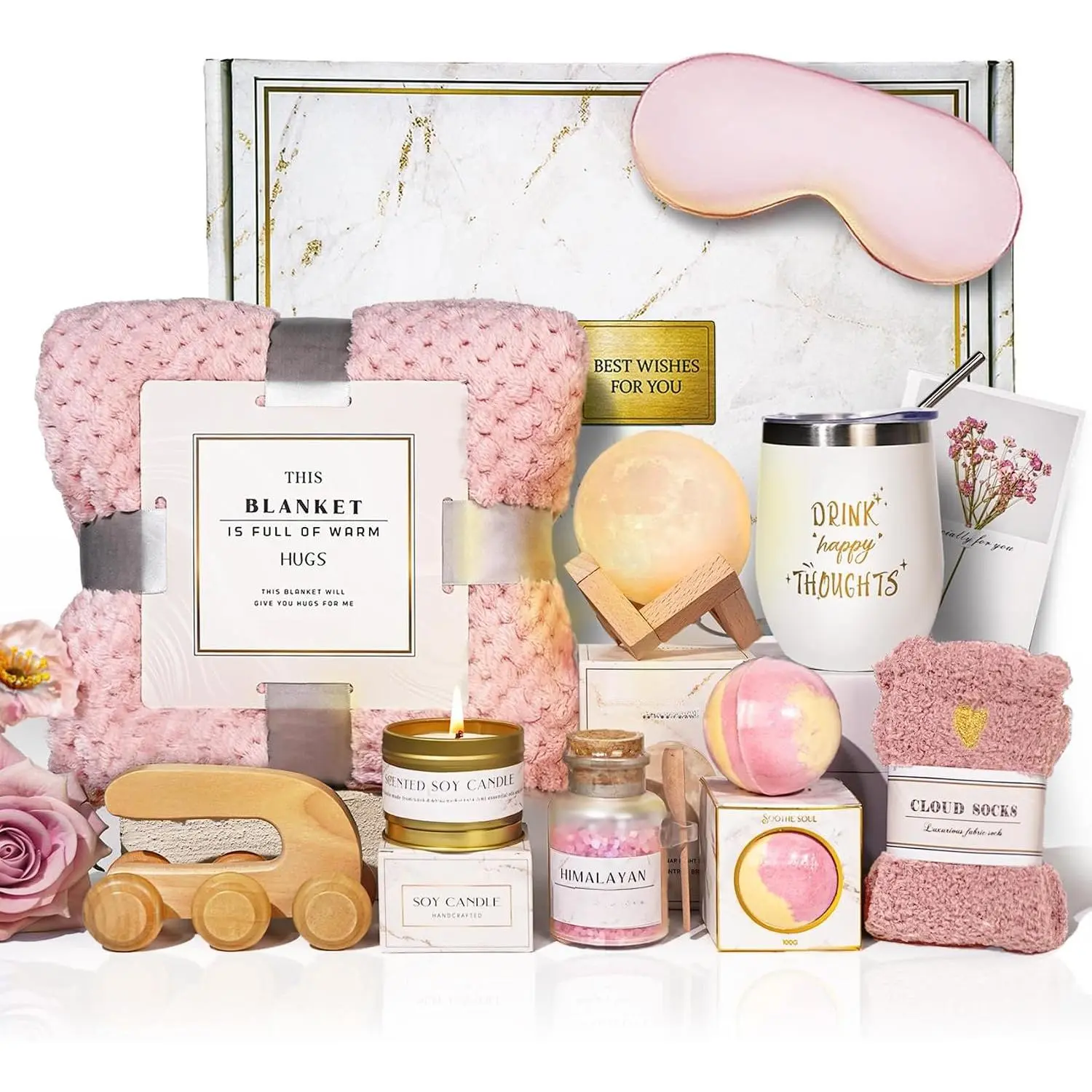 Birthday Gifts,self care,11PC care package with Moon Lamp,Get Well Soon  Baskets for Women After ,Condolences  Basket for Loss,Sympathy Baskets for ,mom ()