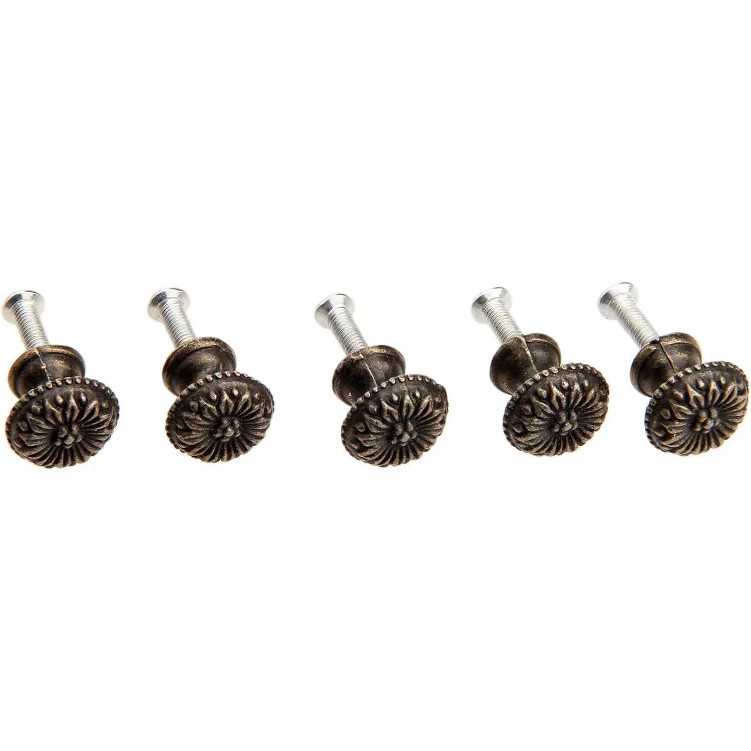 5 count Antique Brass Little Knobs, Small Round Drawer Pulls | Handles for  Box Cupboard Wardrobe Cabinet Wooden Box Desk, 0.67"x 0.59"